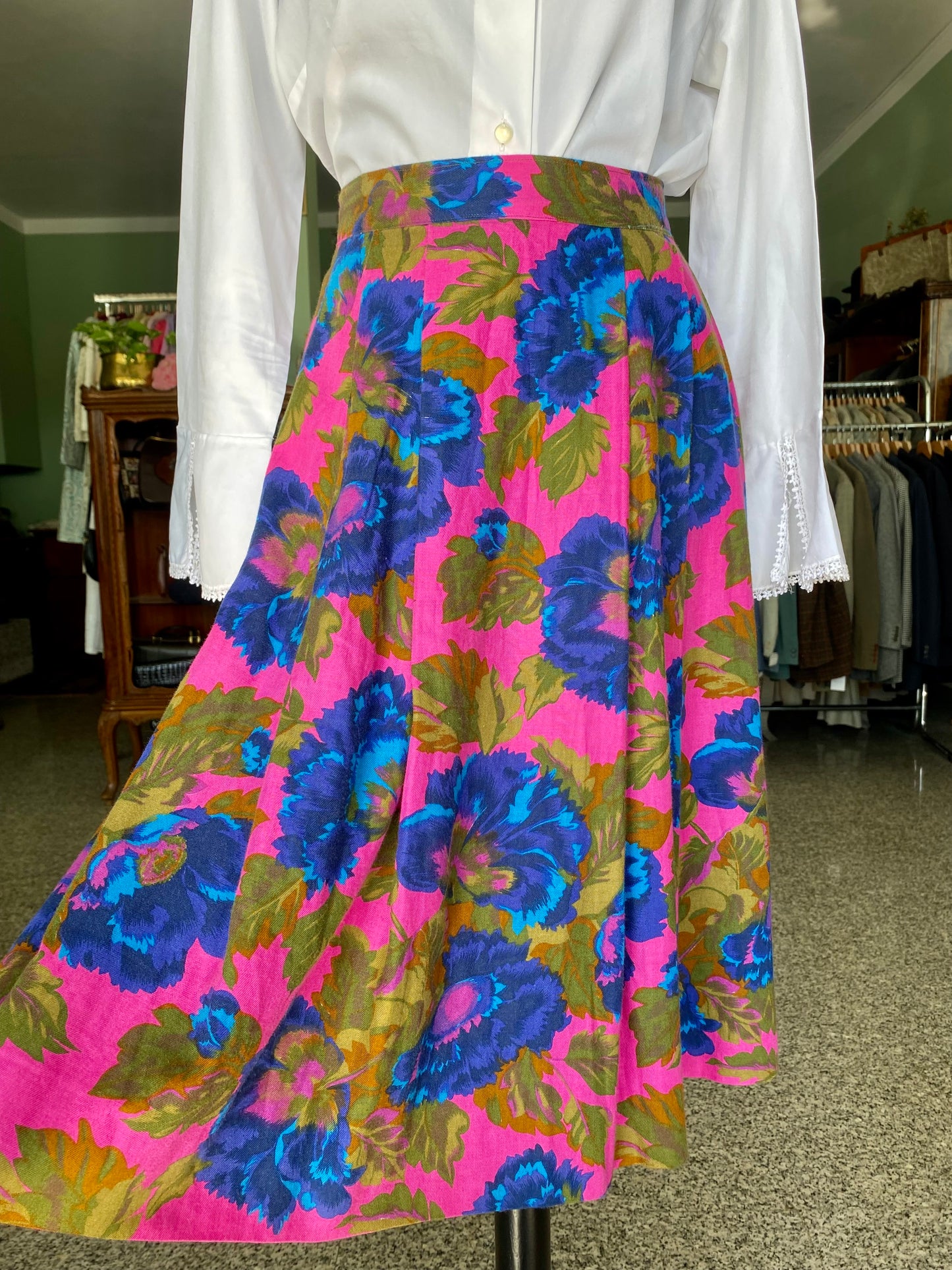 Gonna fucsia con fiori blu - TG. 46