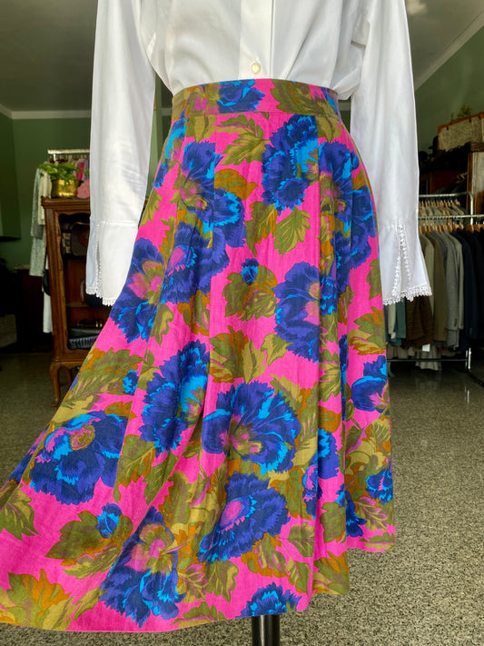 Gonna fucsia con fiori blu - TG. 46