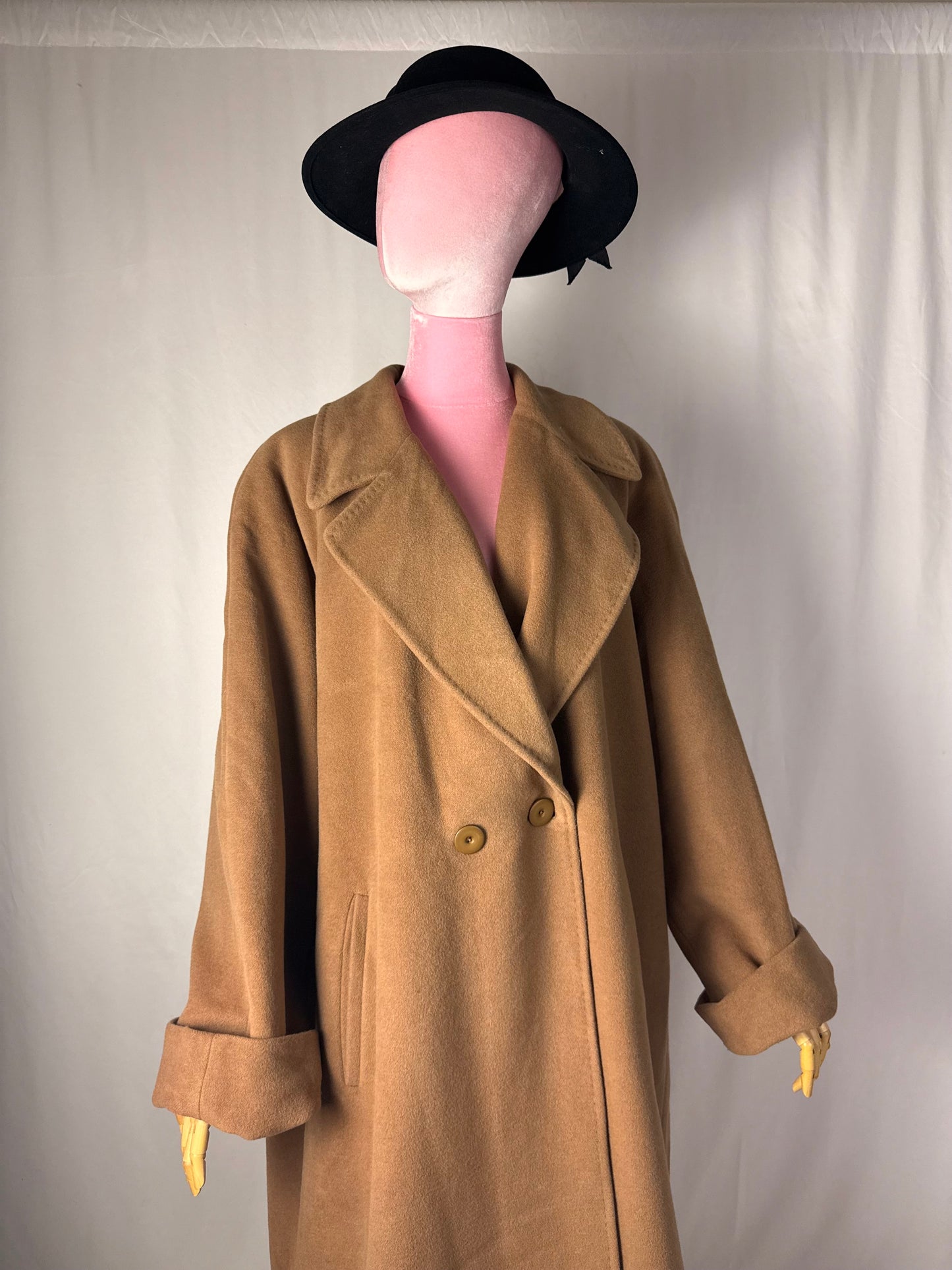 Cappotto anni ‘80 color cammello lana e angora - TG. 58/60