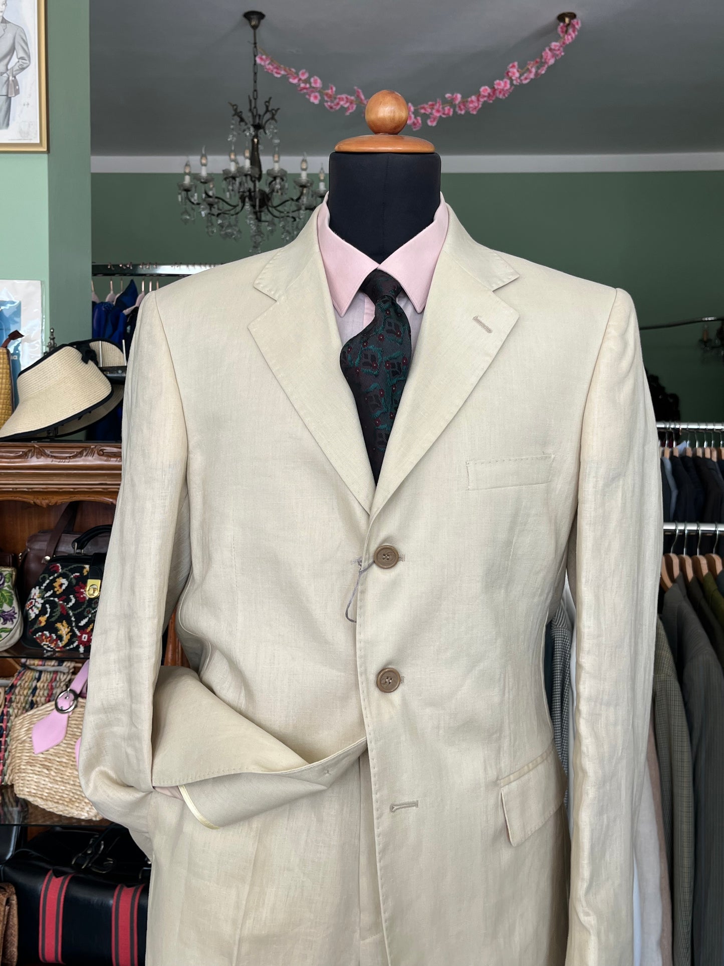 Completo in lino crema NOS tg. 52