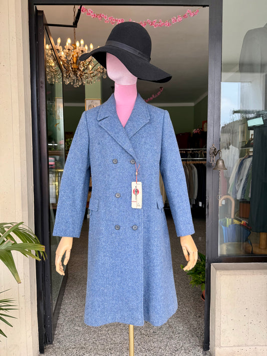 Cappotto NOS ceruleo pura lana vergine - TG. 40/42