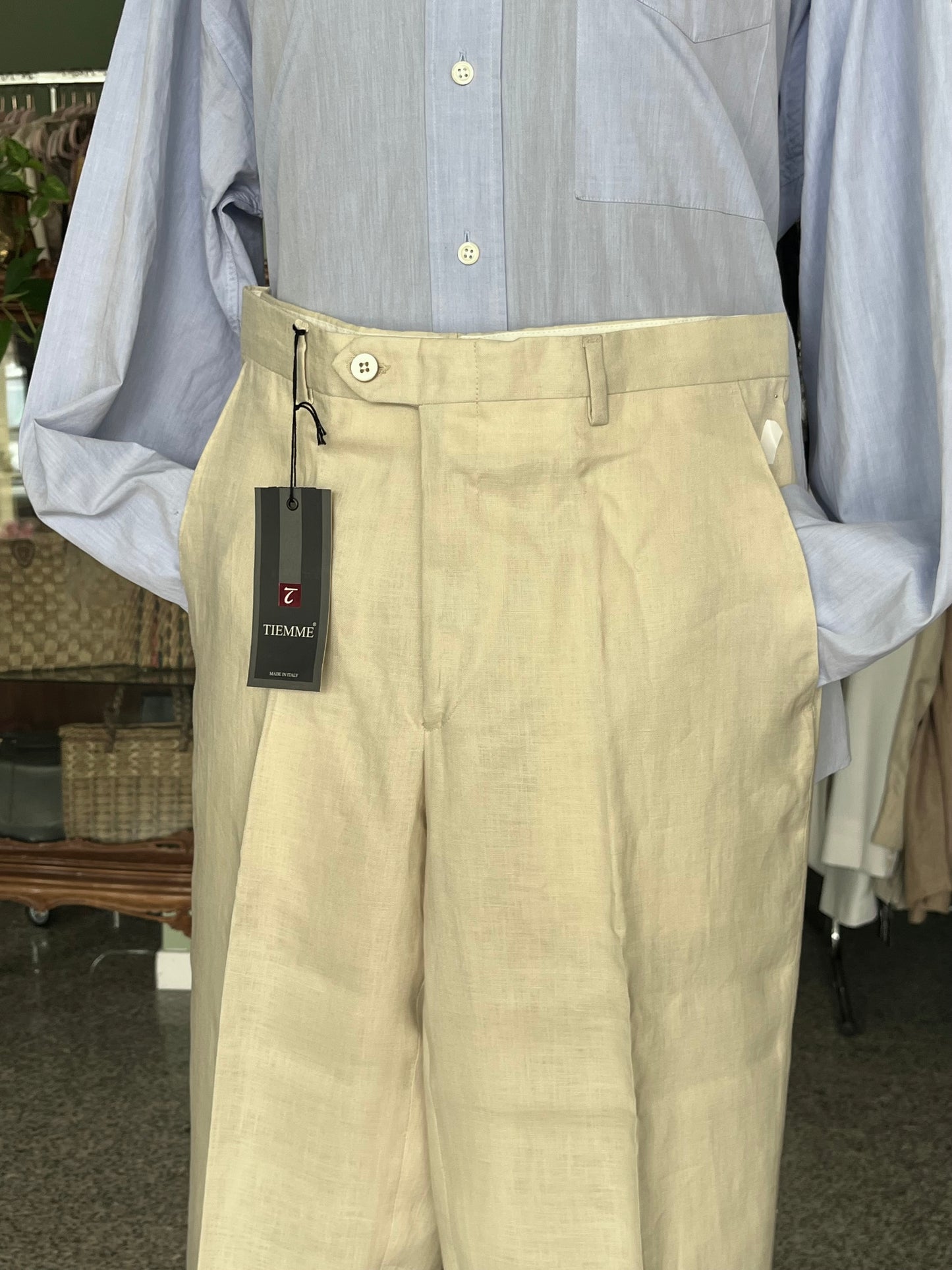 Calzoni anni ‘90 lino écru NOS tg. 48