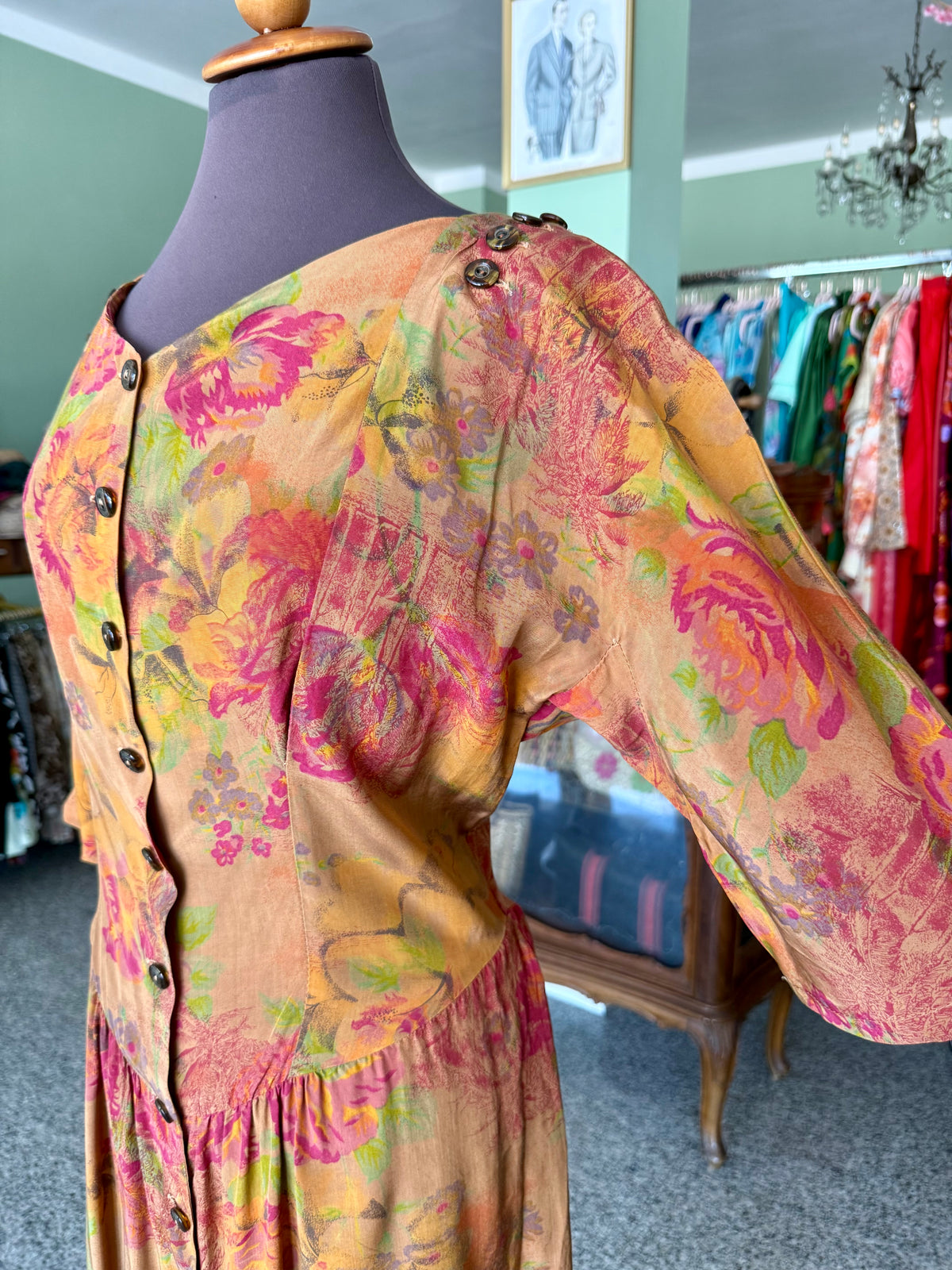 Abito anni ‘80 stampa toile de Jouy- TG. 46/48