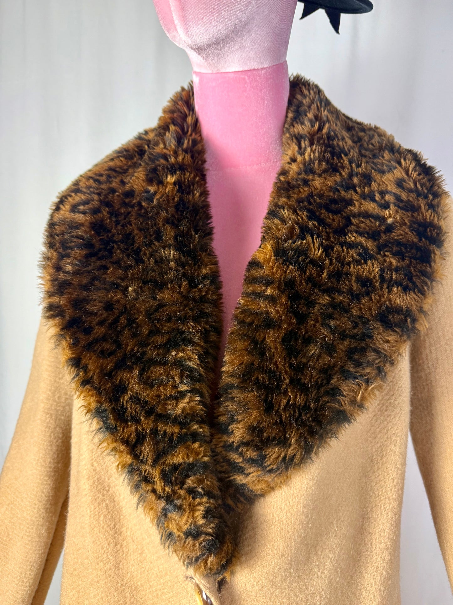 Cappotto in pura lana con eco pelliccia leopardata - TG. 42