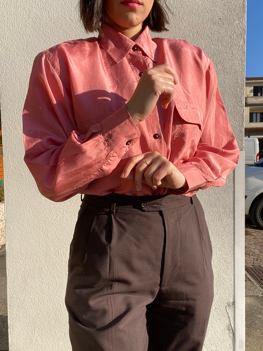 Camicia rosa in seta - TG. 48/50/52/54