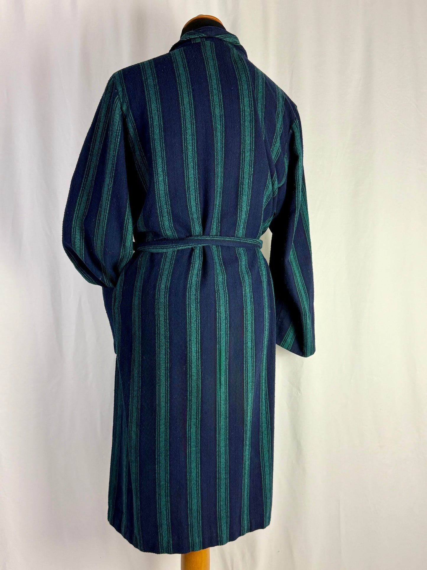 Vestaglia di lana a righe blu e ottanio - TG. M/L