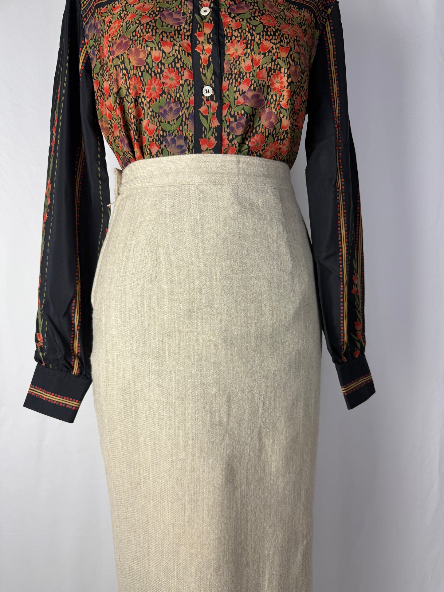 Gonna longuette beige in lana - TG. 38