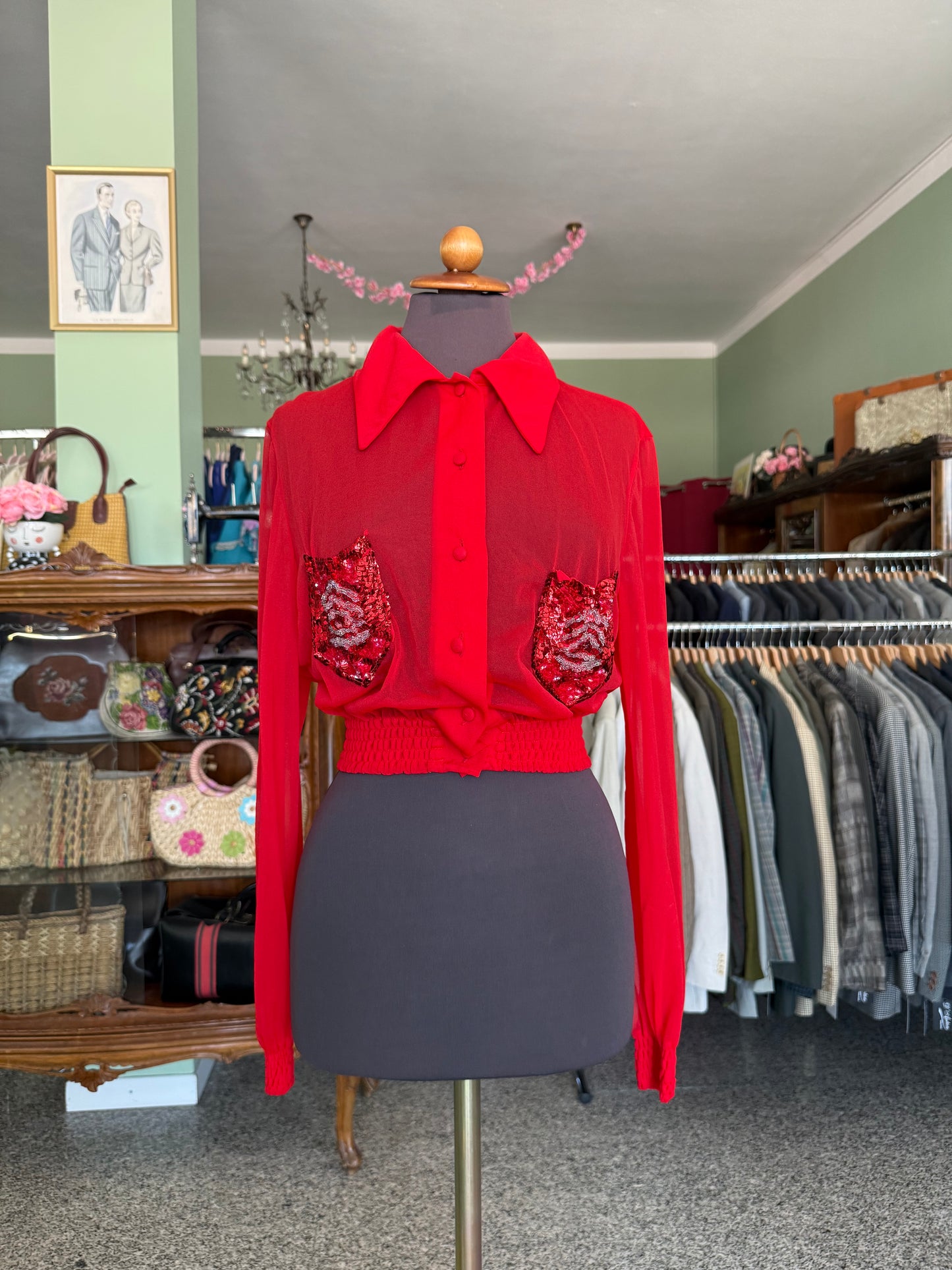 Camicia crop anni ’80 con paillettes - TG. 40/42