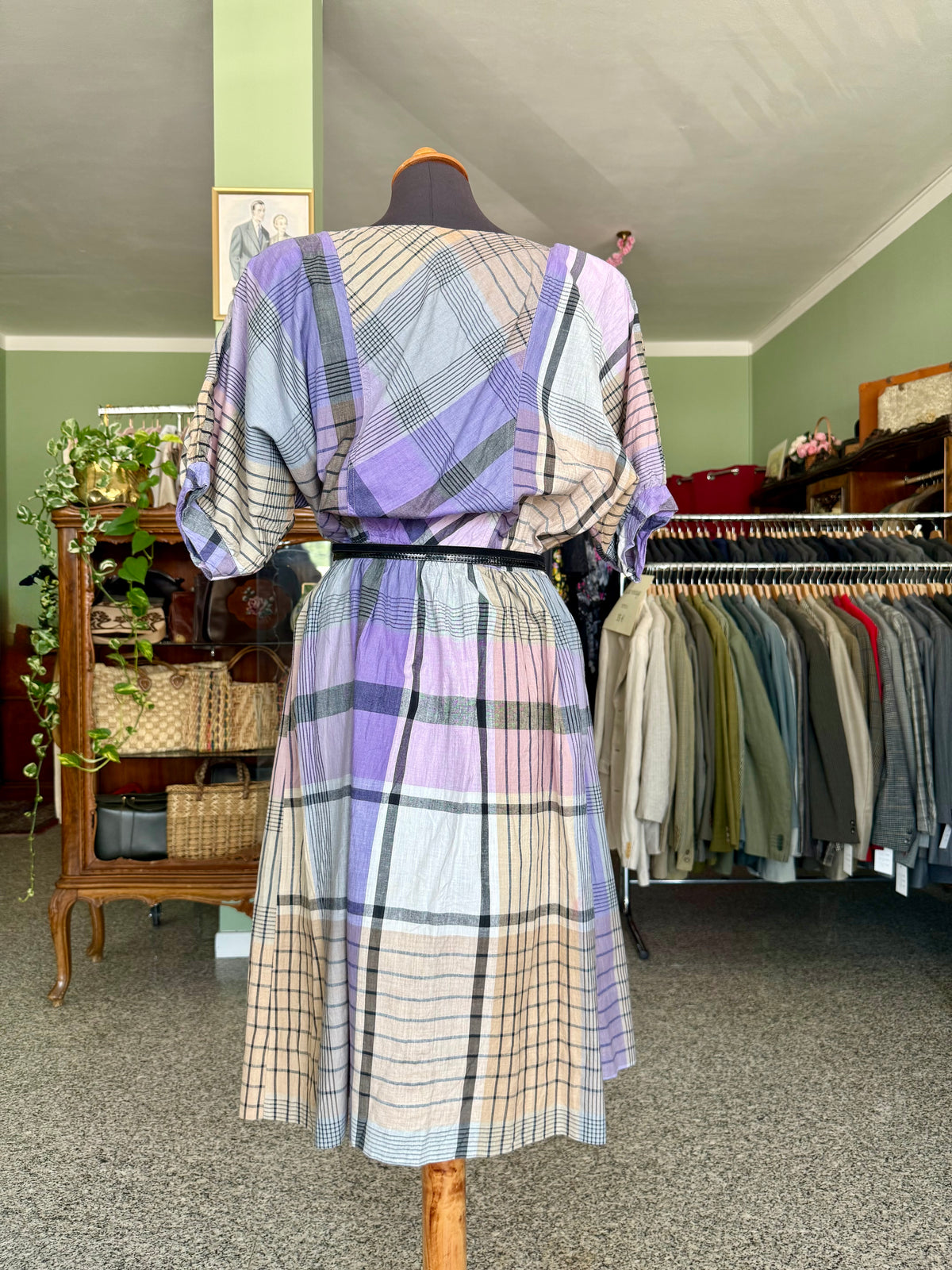 Abito anni ‘80 tartan viola - TG. 48/50