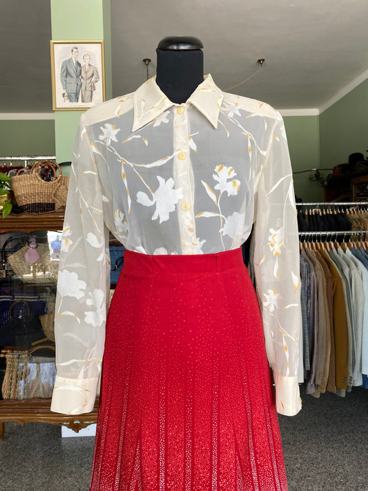 Camicia semi trasparente in chiffon vaniglia - TG. 44