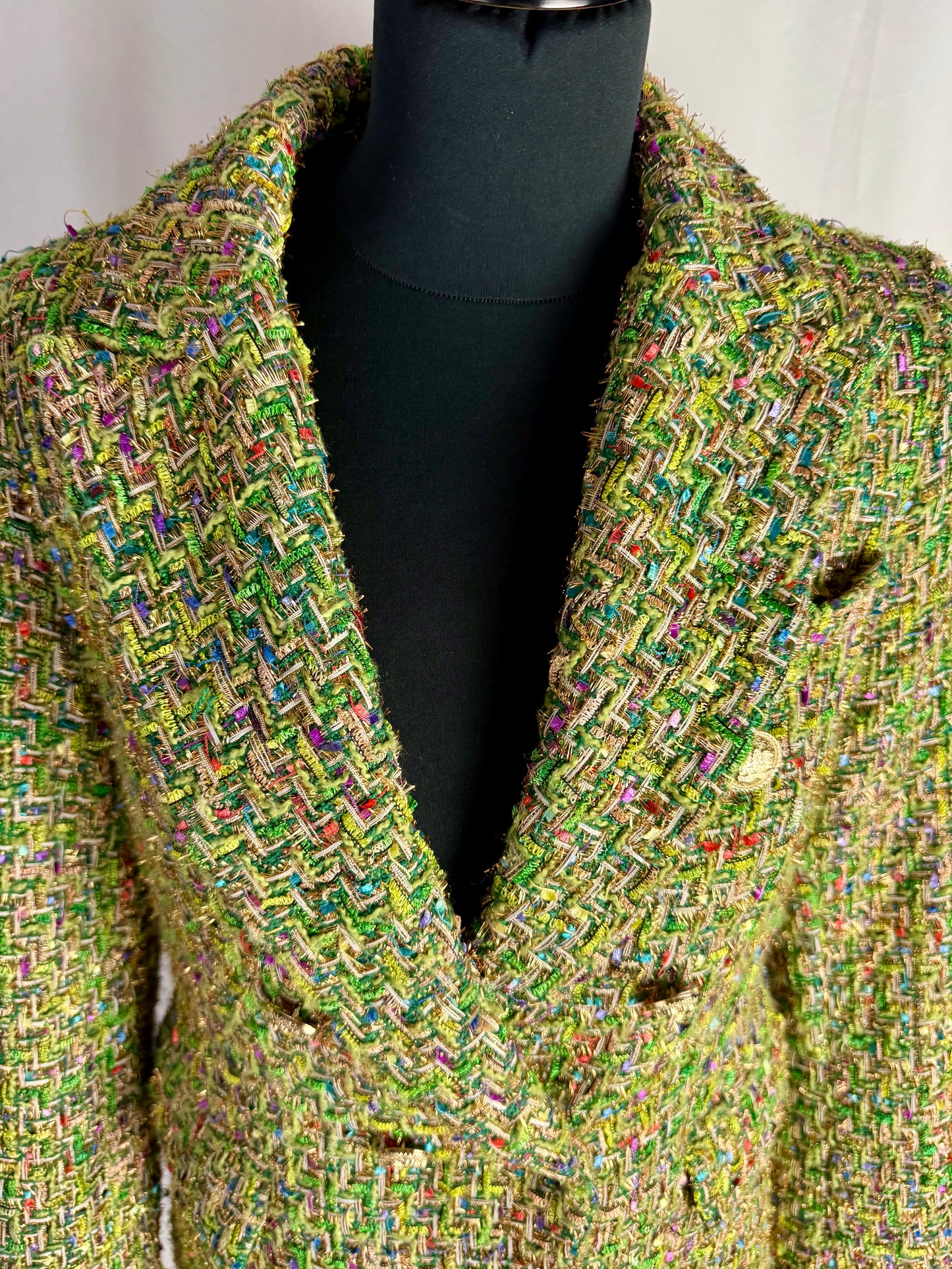 Blazer anni ’90 in tweed multicolor verde - TG. 40/42