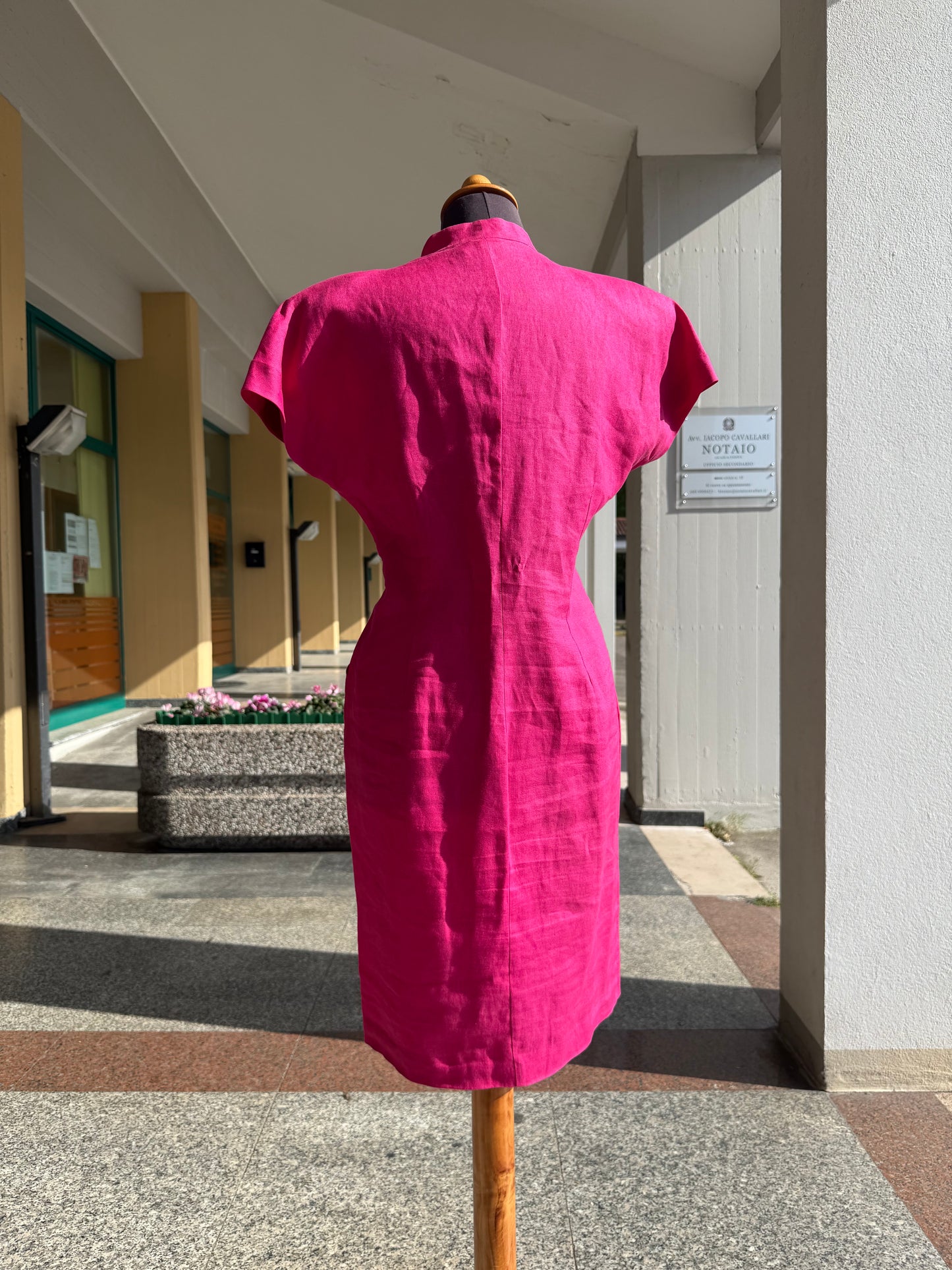 Abito anni ‘80 Magenta in lino - TG. 44/46
