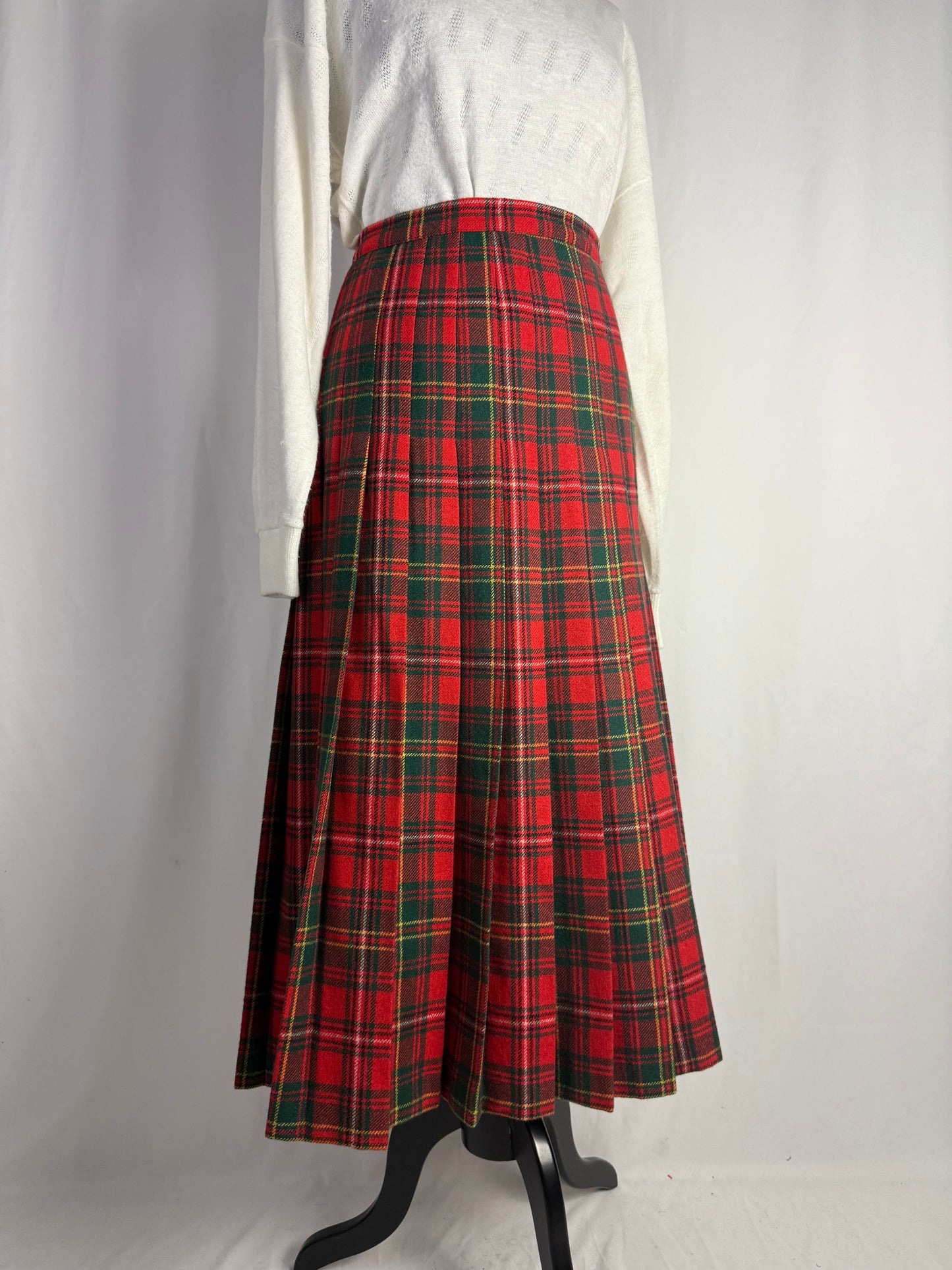 Gonna tartan rosso in pura lana - TG. 40