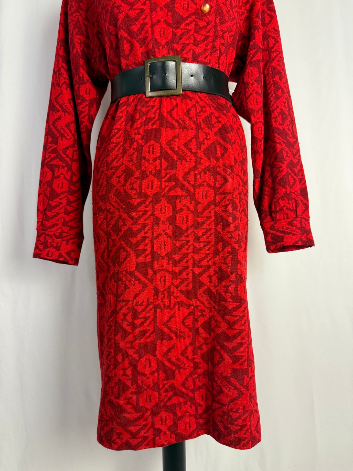 Abito anni ‘80 in maglia di lana con motivo geometrico - TG. 46/48