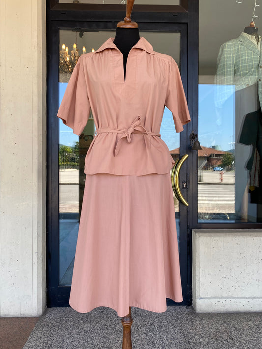 Completo anni ‘70 in cotone rosa antico - TG. 42/44
