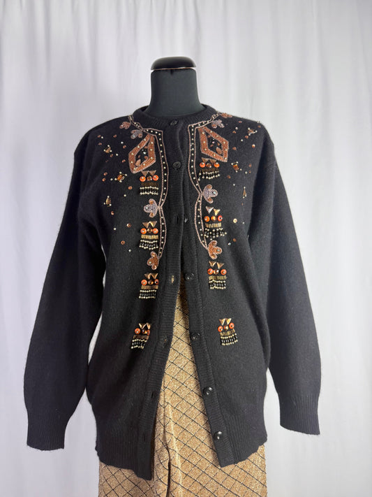 Cardigan in angora con ricami gioiello - TG. 42/44