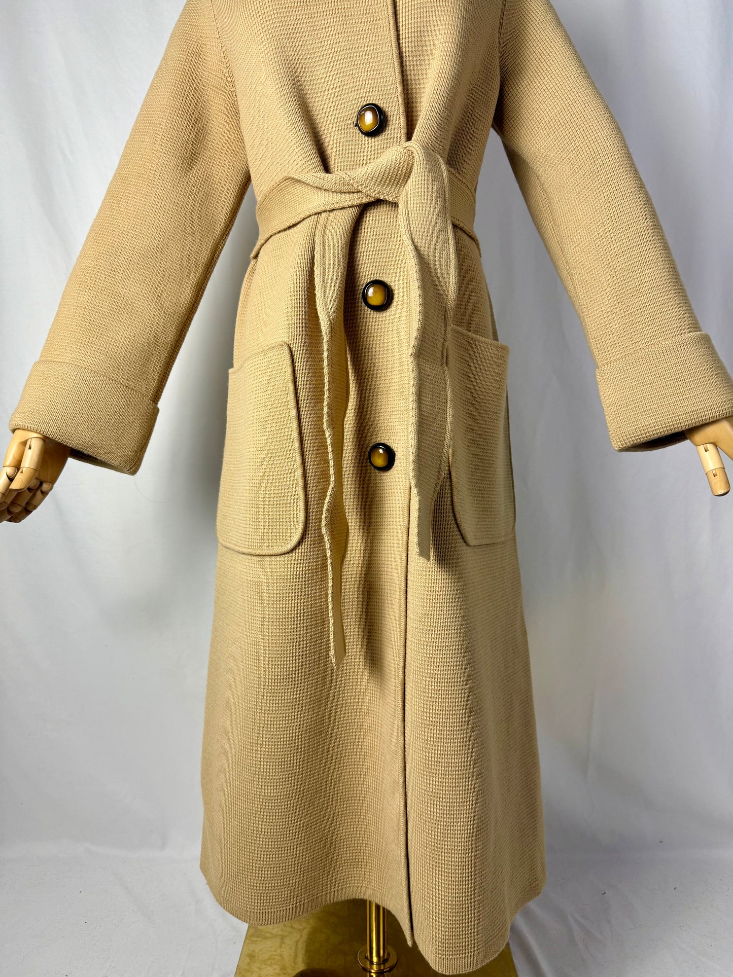 Cappotto in maglia di pura lana con cintura - TG. 42