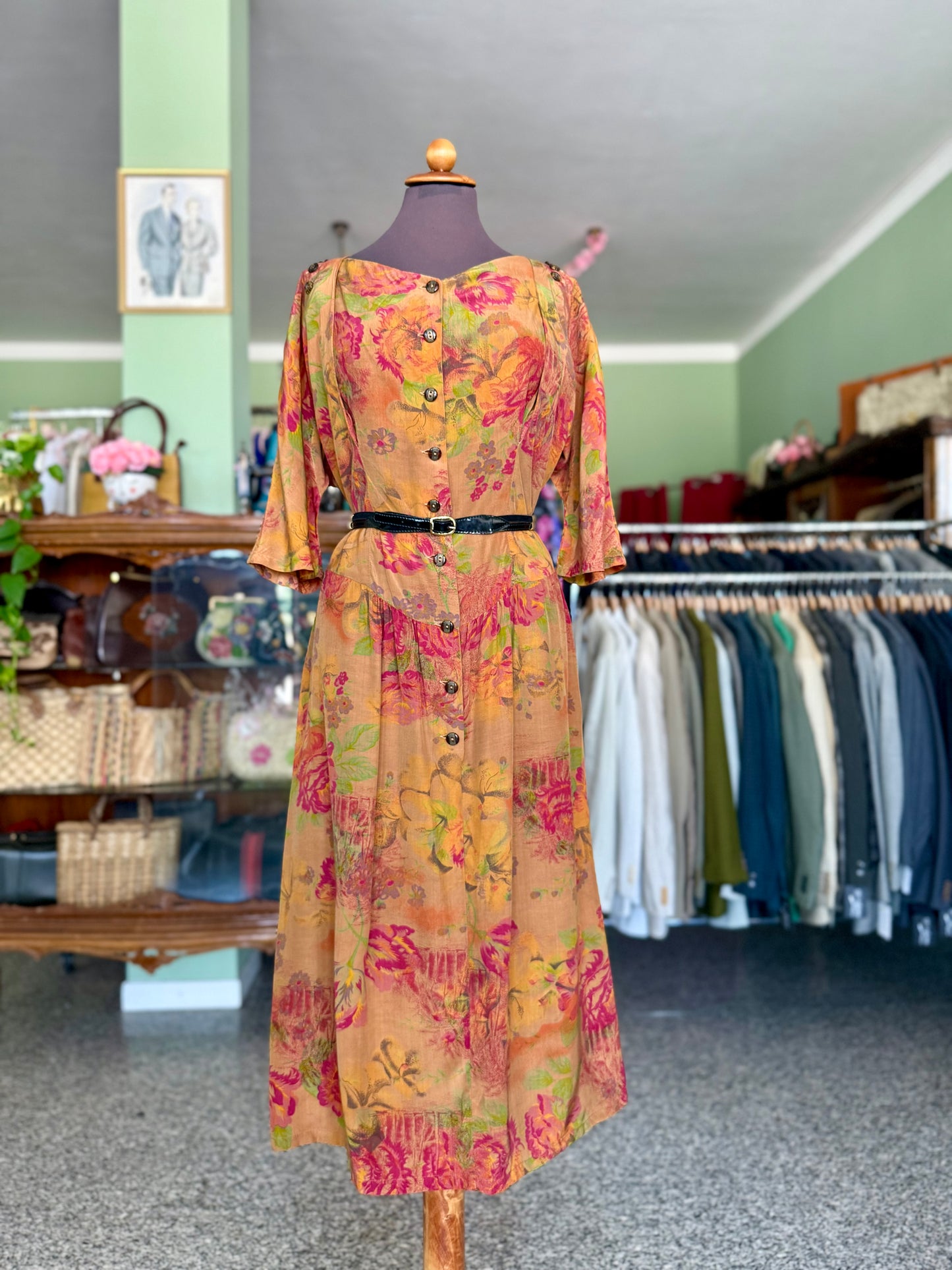 Abito anni ‘80 stampa toile de Jouy- TG. 46/48