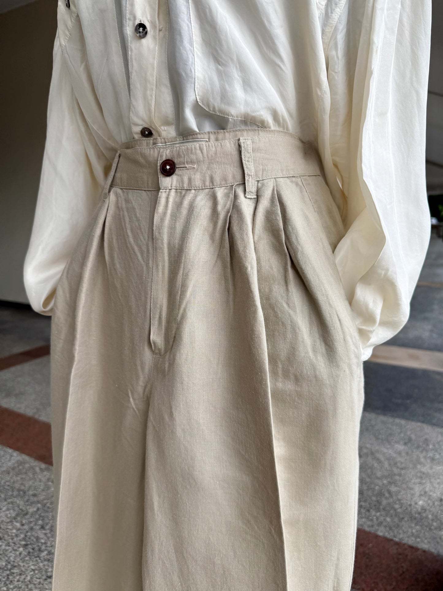 Pantaloni in lino e cotone - TG. 40