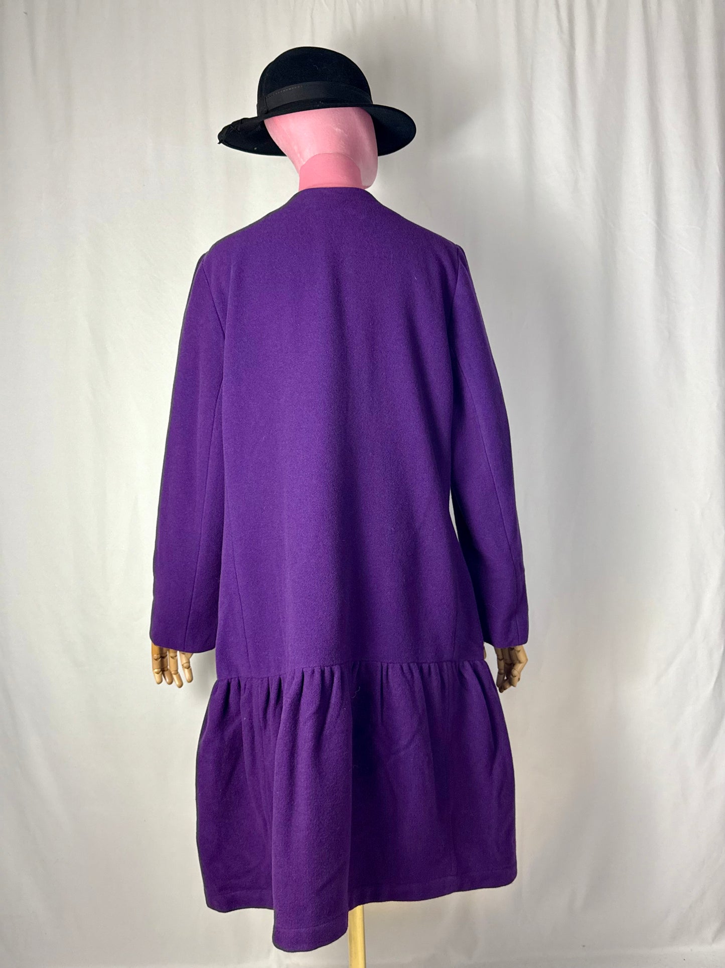 Cappotto in lana anni ‘80 viola - TG. 44