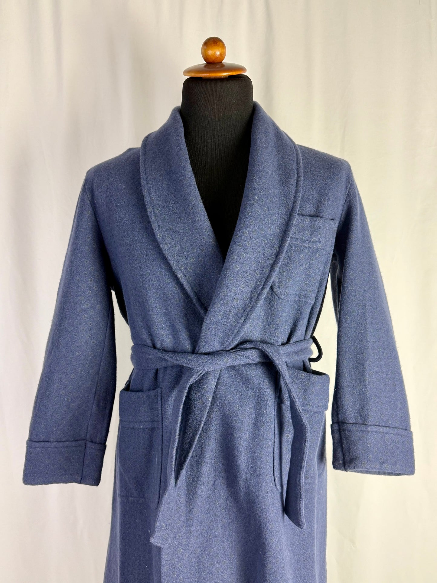 Vestaglia di lana blu con micro fantasia TG. S