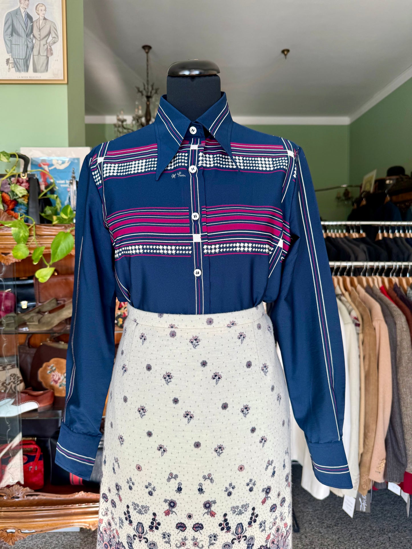 Camicia blu a motivi geometrici - TG. 44