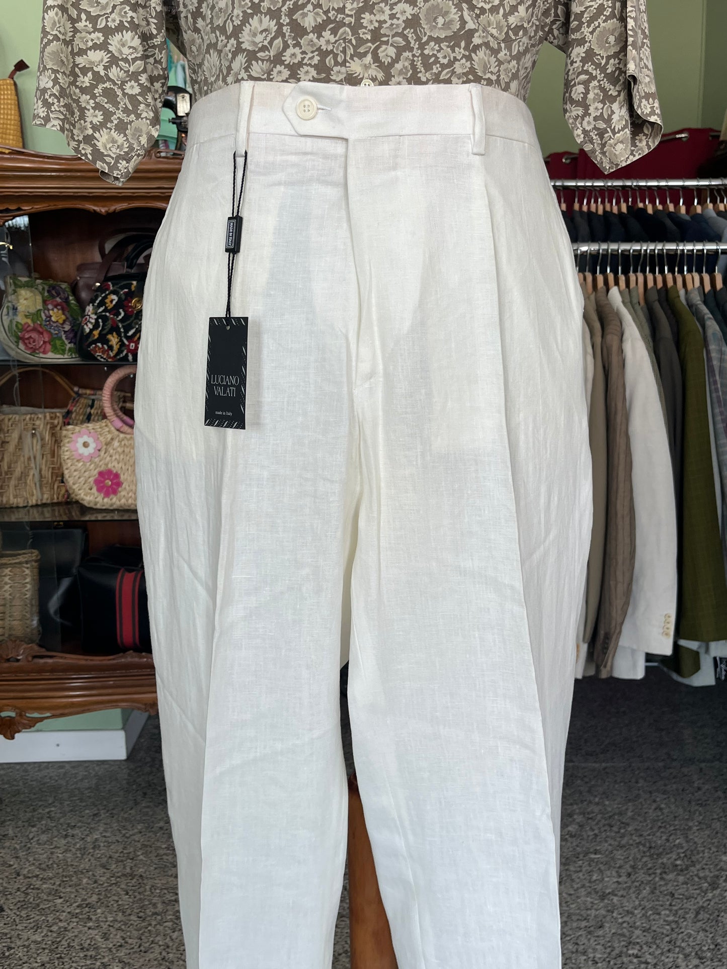 Calzoni anni ‘90 lino off-white NOS tg. 56