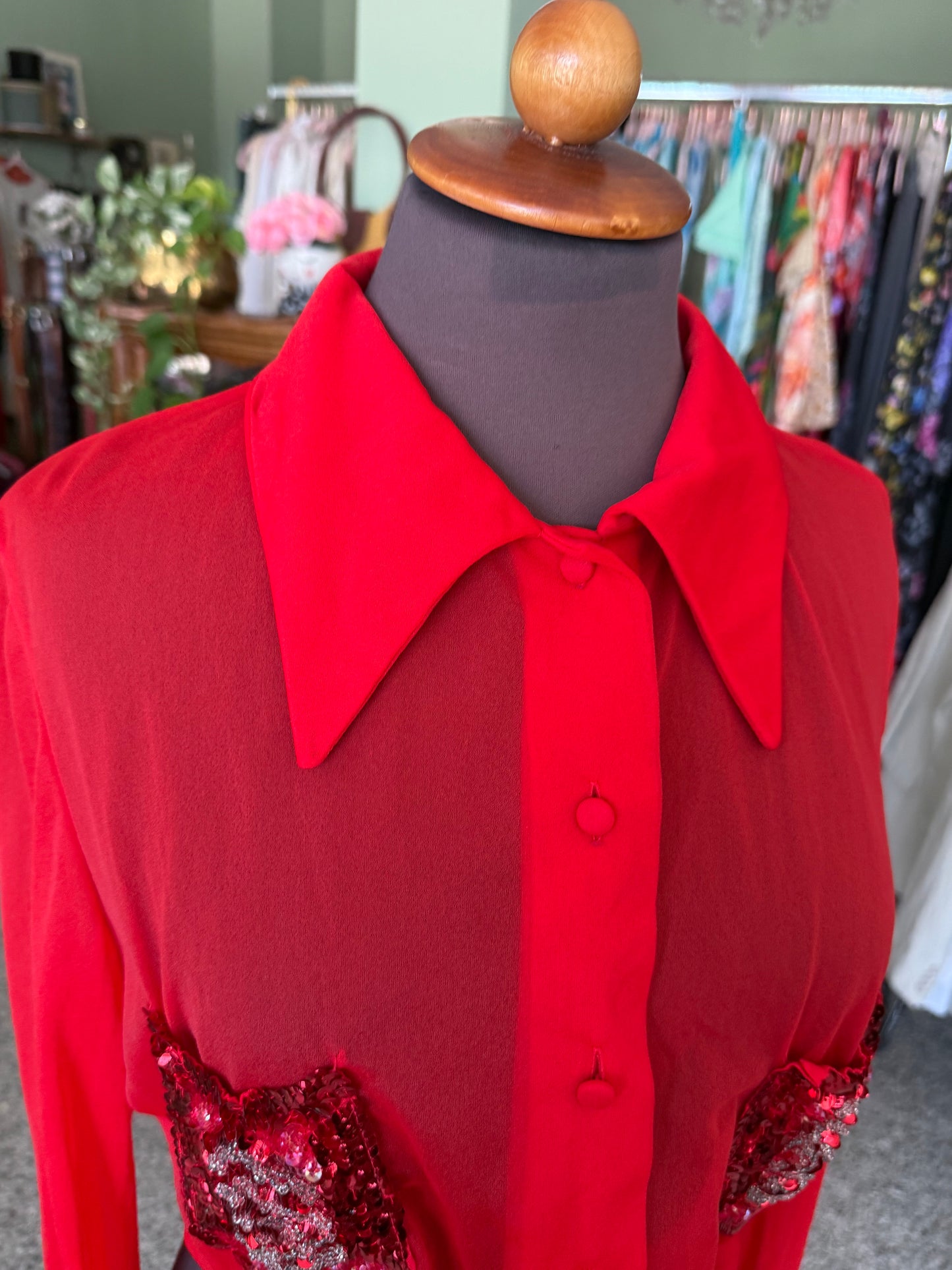 Camicia crop anni ’80 con paillettes - TG. 40/42