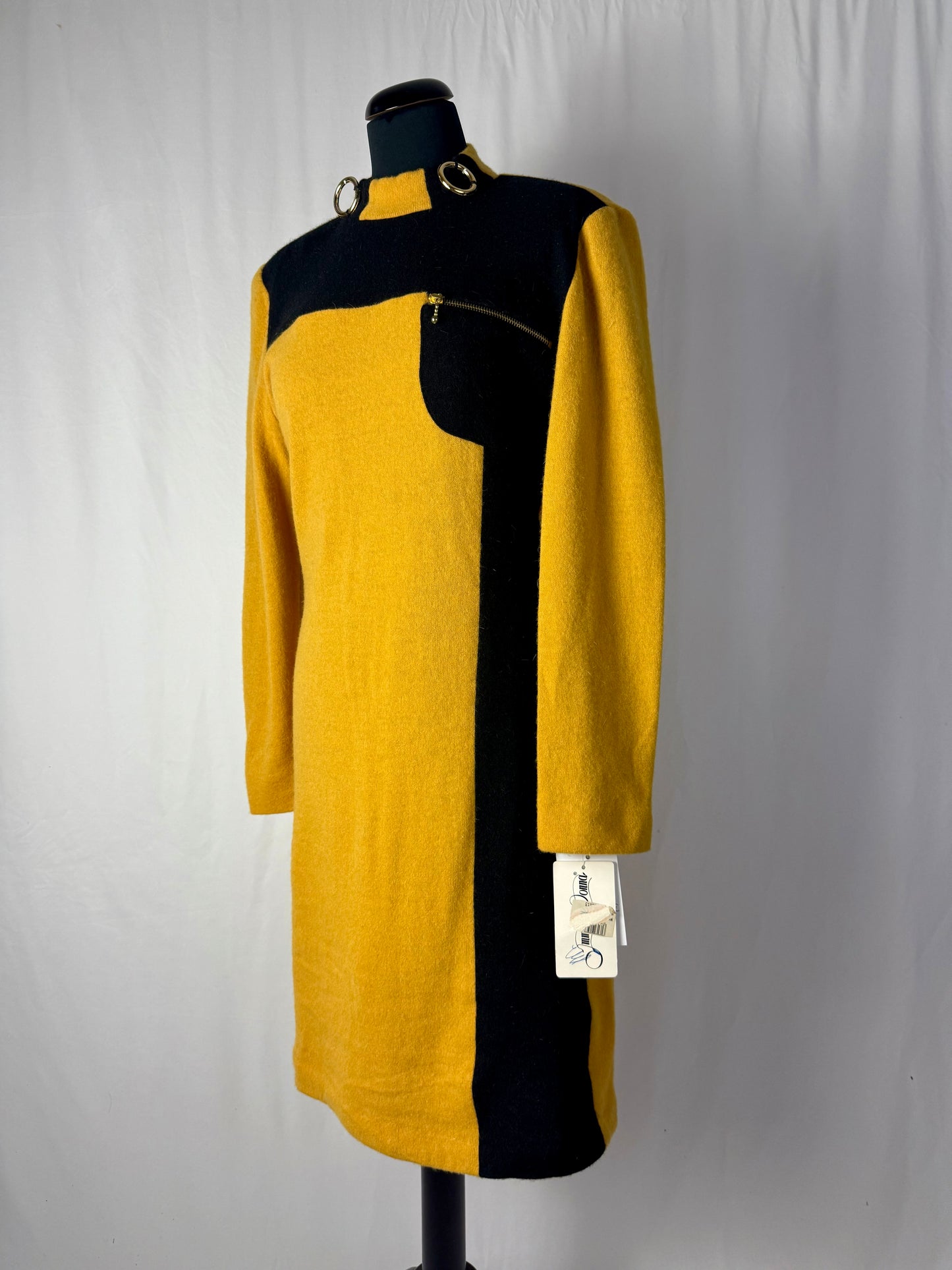 Abito color block in lana giallo e nero - TG. 44/46