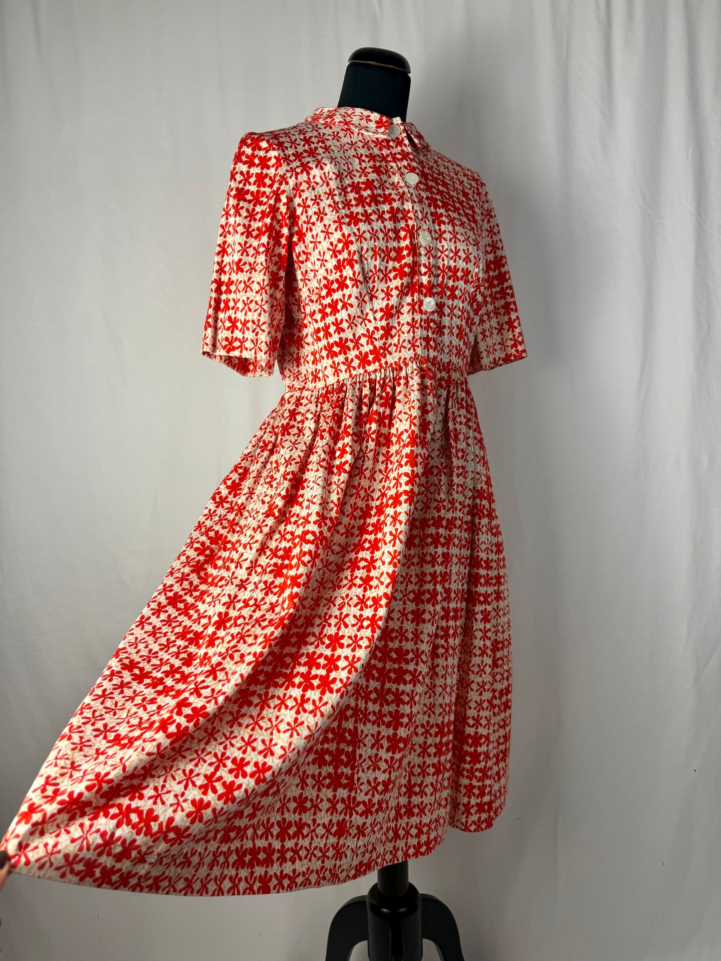 Abito anni ‘50 con fiori rossi - TG. 42