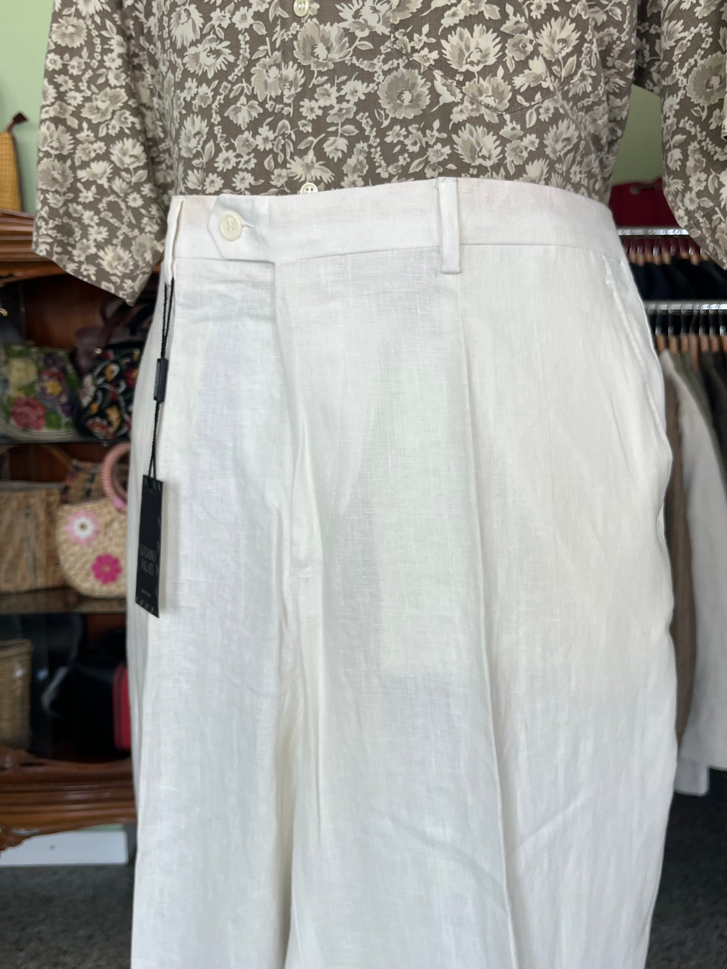 Calzoni anni ‘90 lino off-white NOS tg. 56