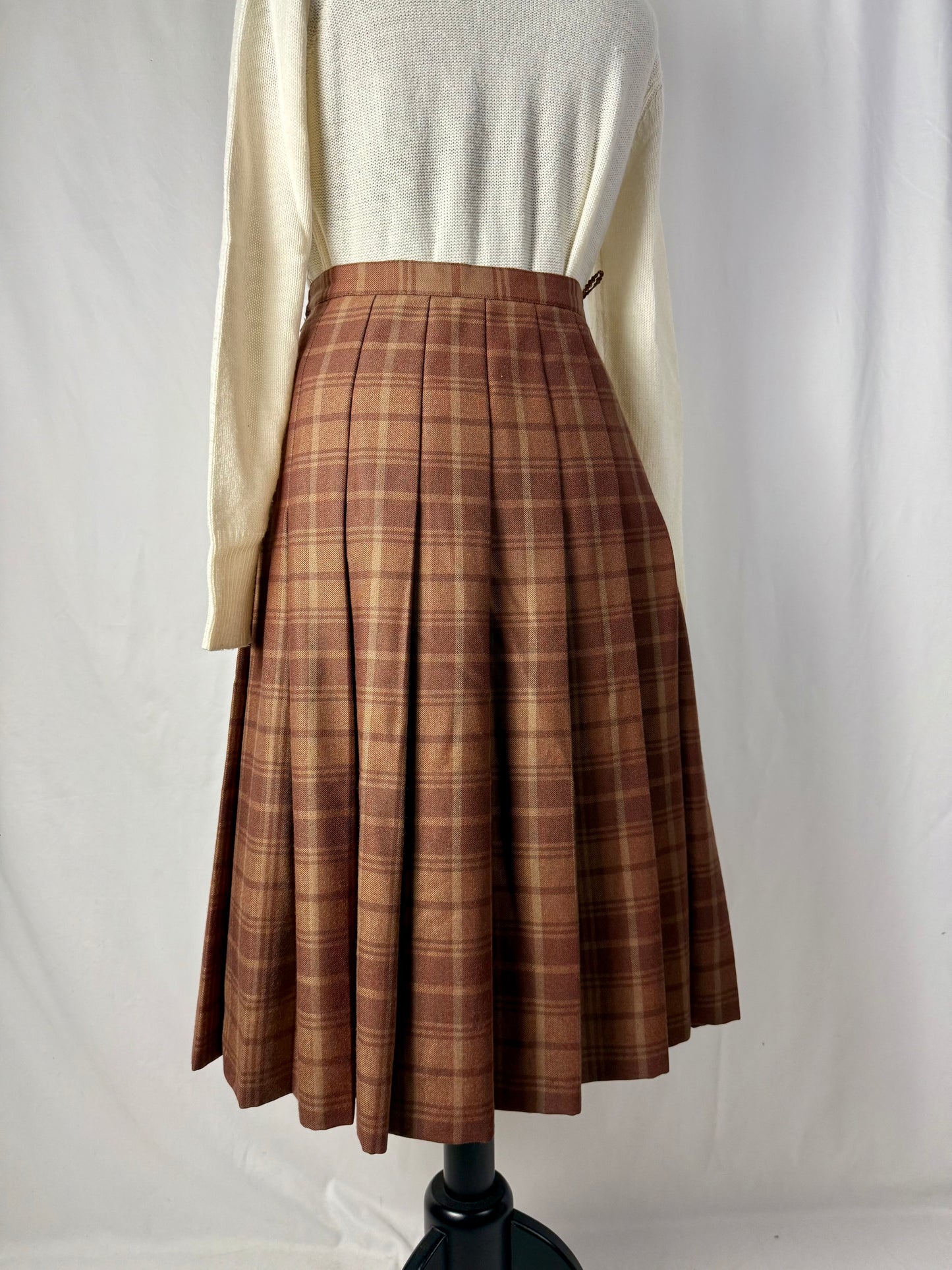 Gonna tartan in pura lana nocciola - TG. 40