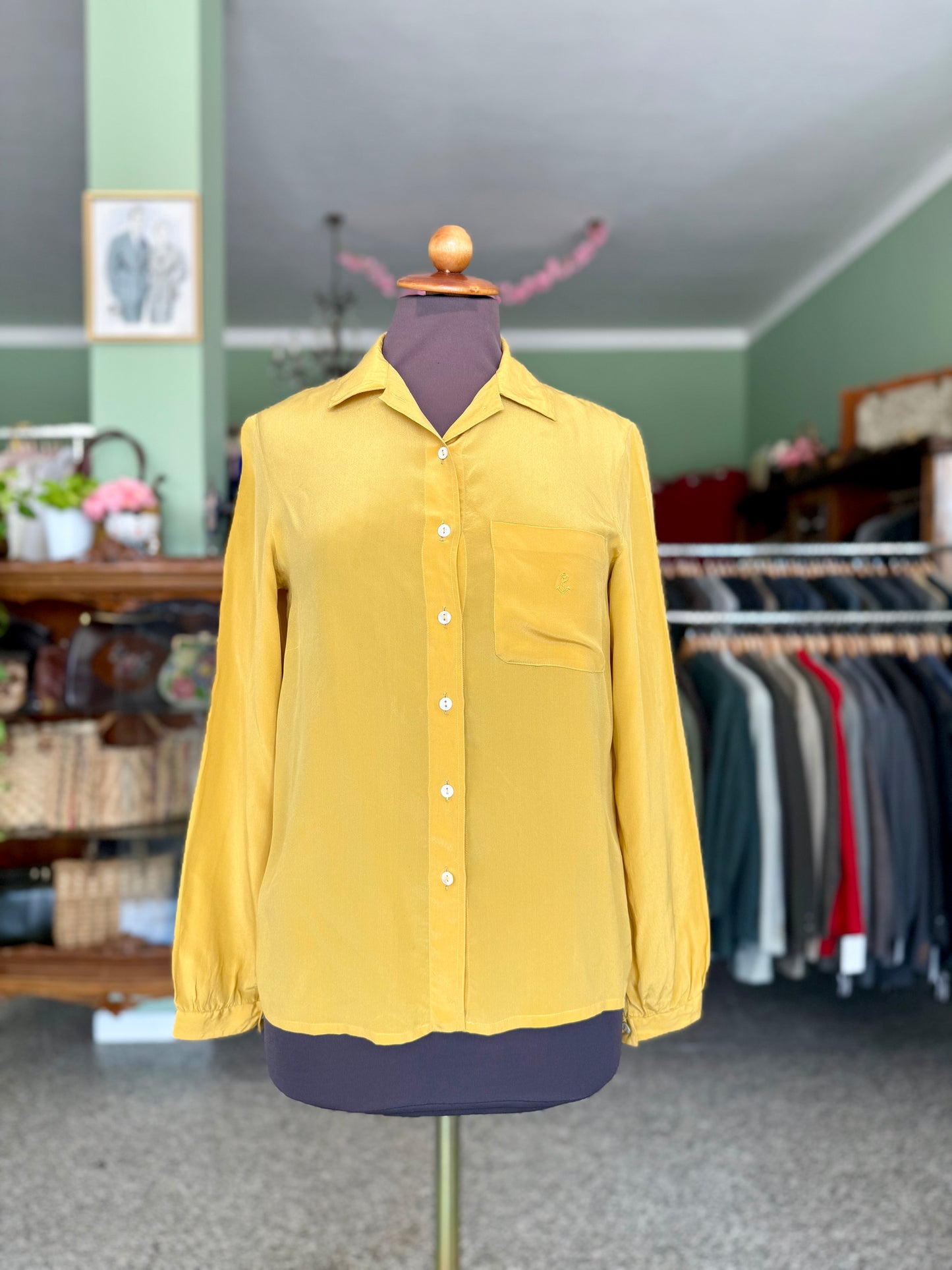 Camicia senape in pura seta - TG. 38