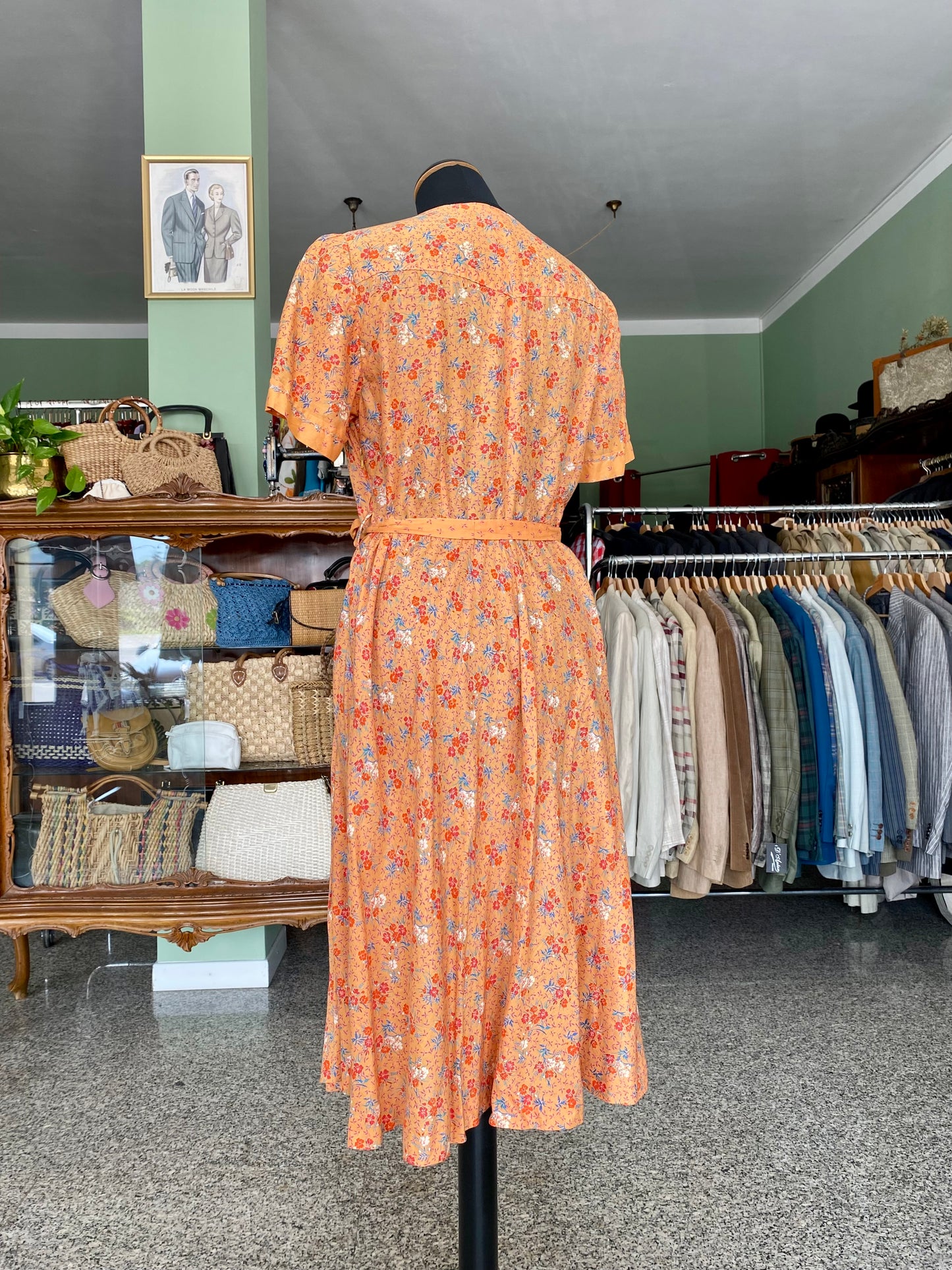 Abito romantico anni ’70 in mussola di cotone – fatto a mano - TG. 44/46