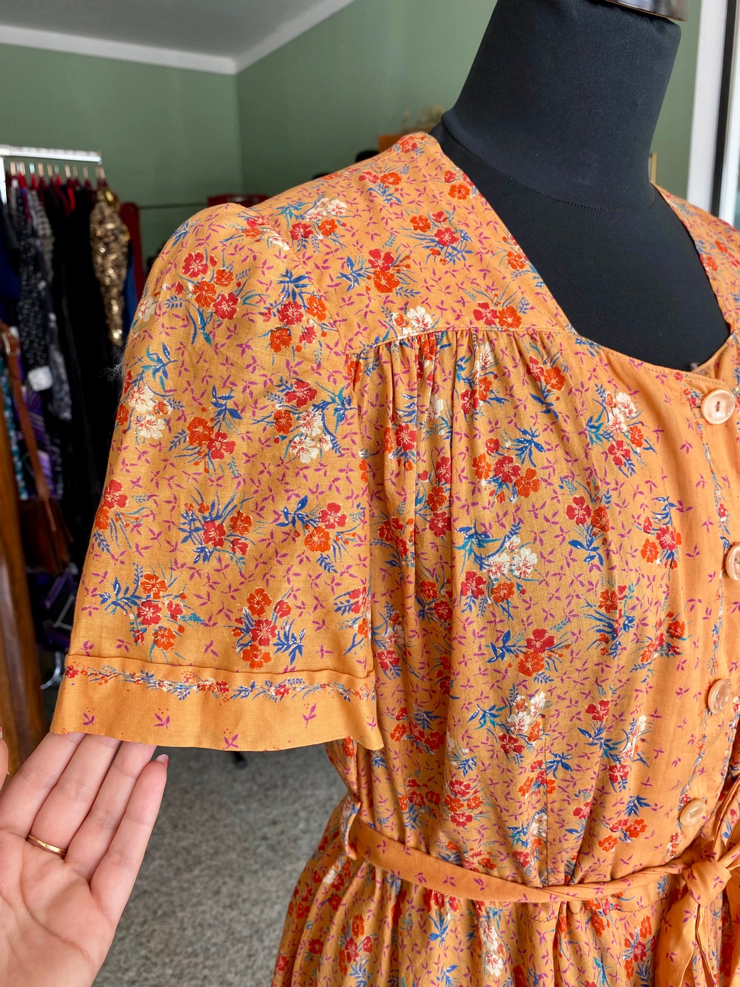 Abito romantico anni ’70 in mussola di cotone – fatto a mano - TG. 44/46