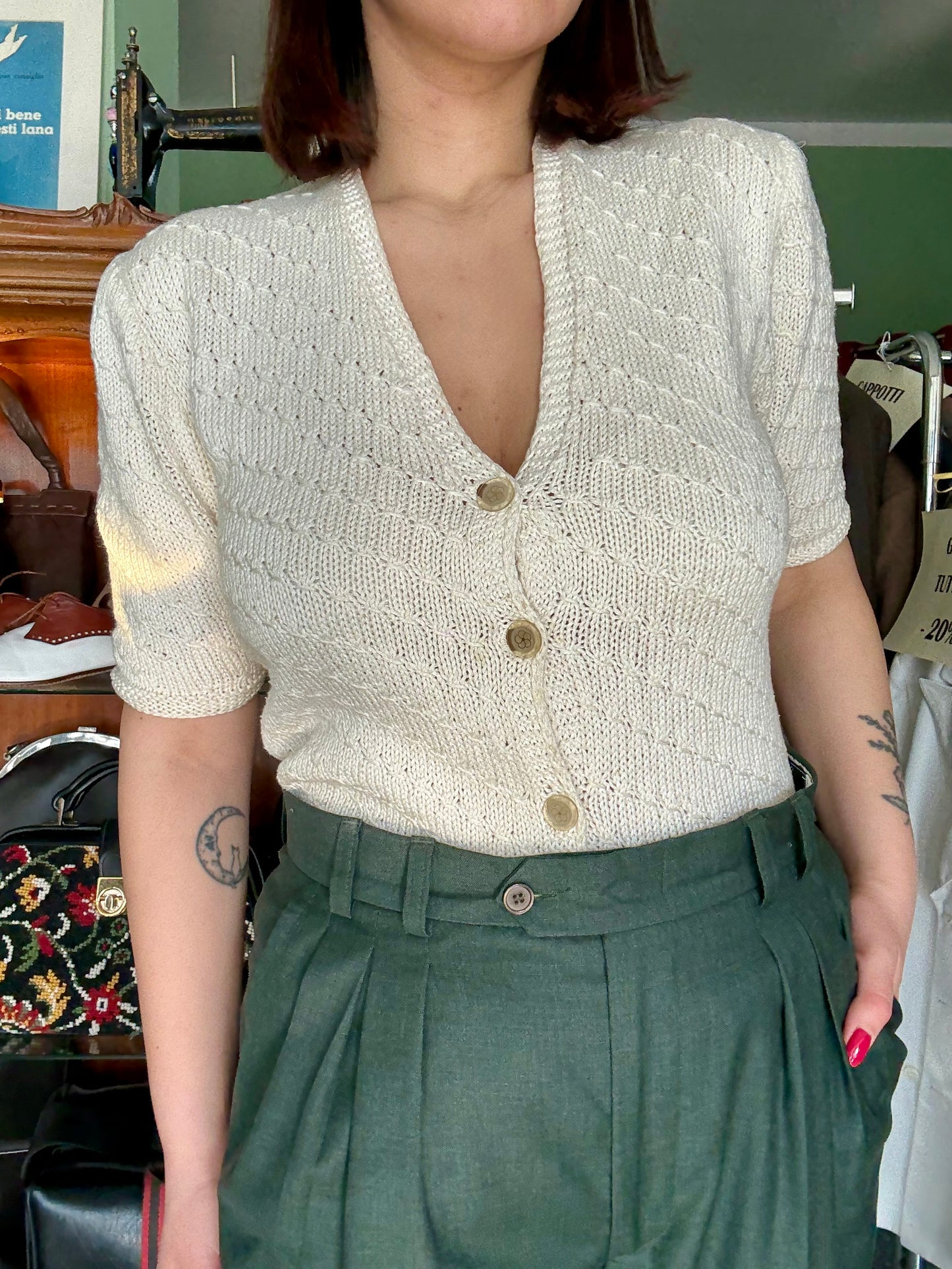 Cardigan artigianale panna - TG. 40