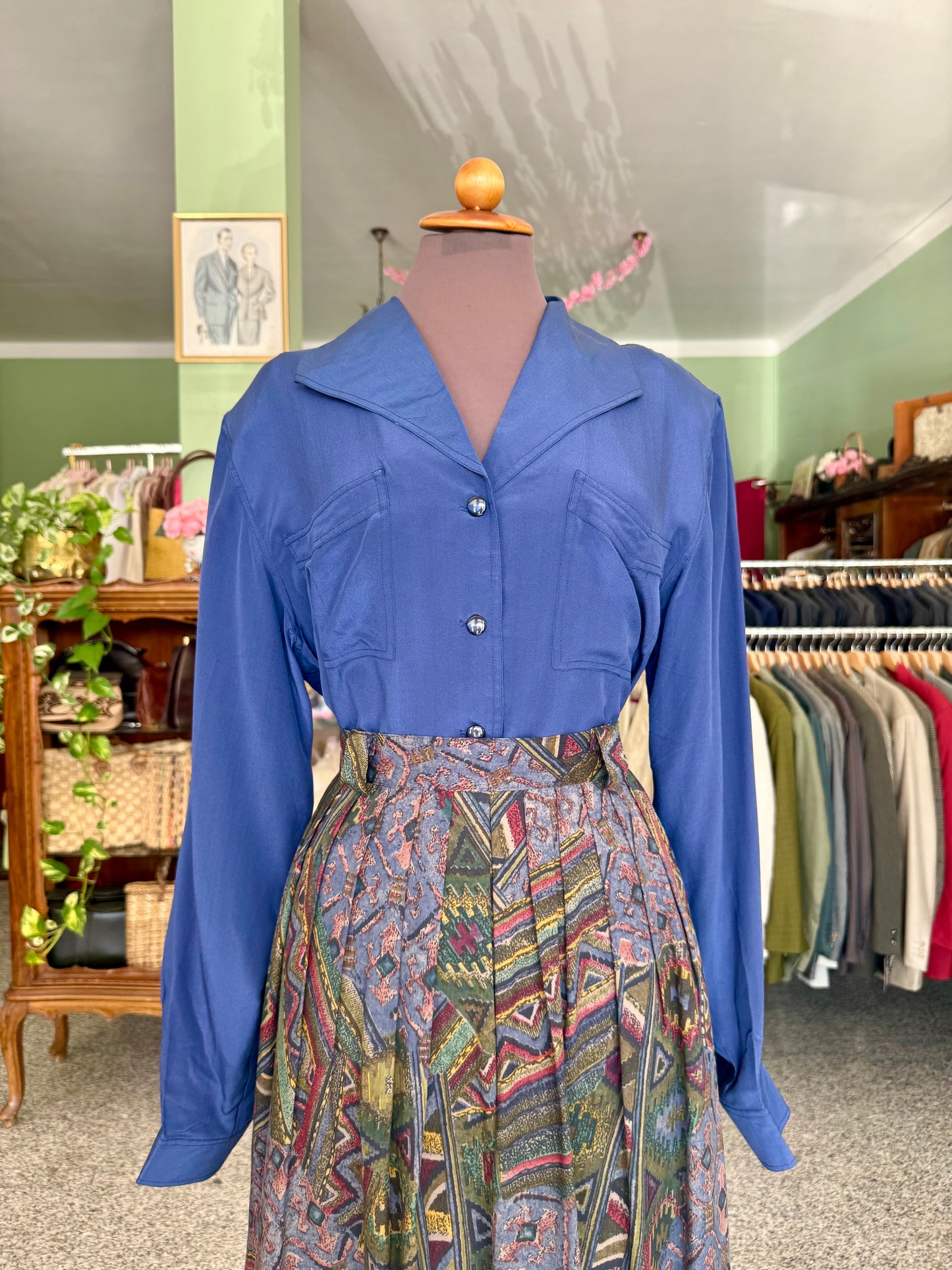 Camicia blu in pura seta - TG. 48