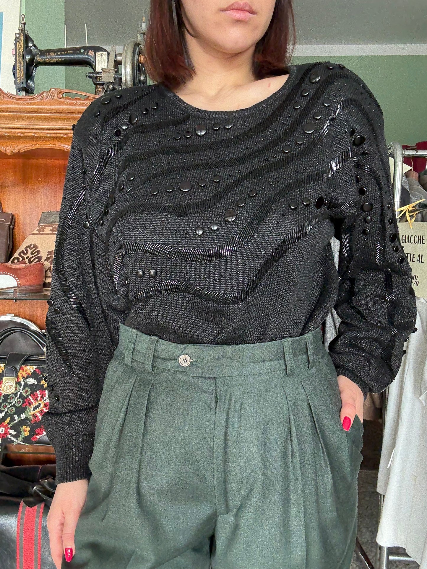 Blusa anni ‘80 con decori - TG. 42