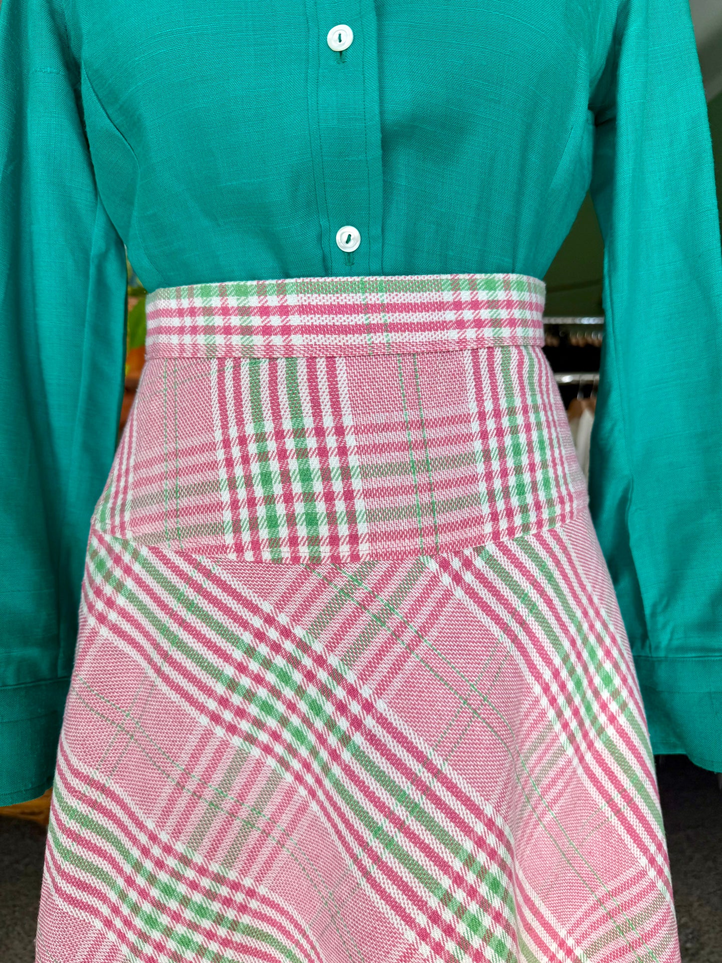 Gonna scozzese rosa e verde anni ‘70 - TG. 40