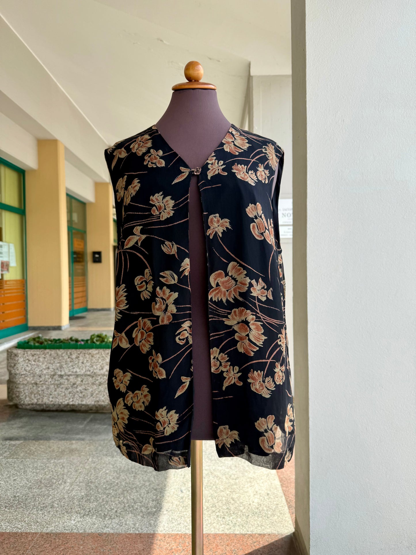 Abito anni ‘60 in crepe di seta + gilet - TG. 44/46