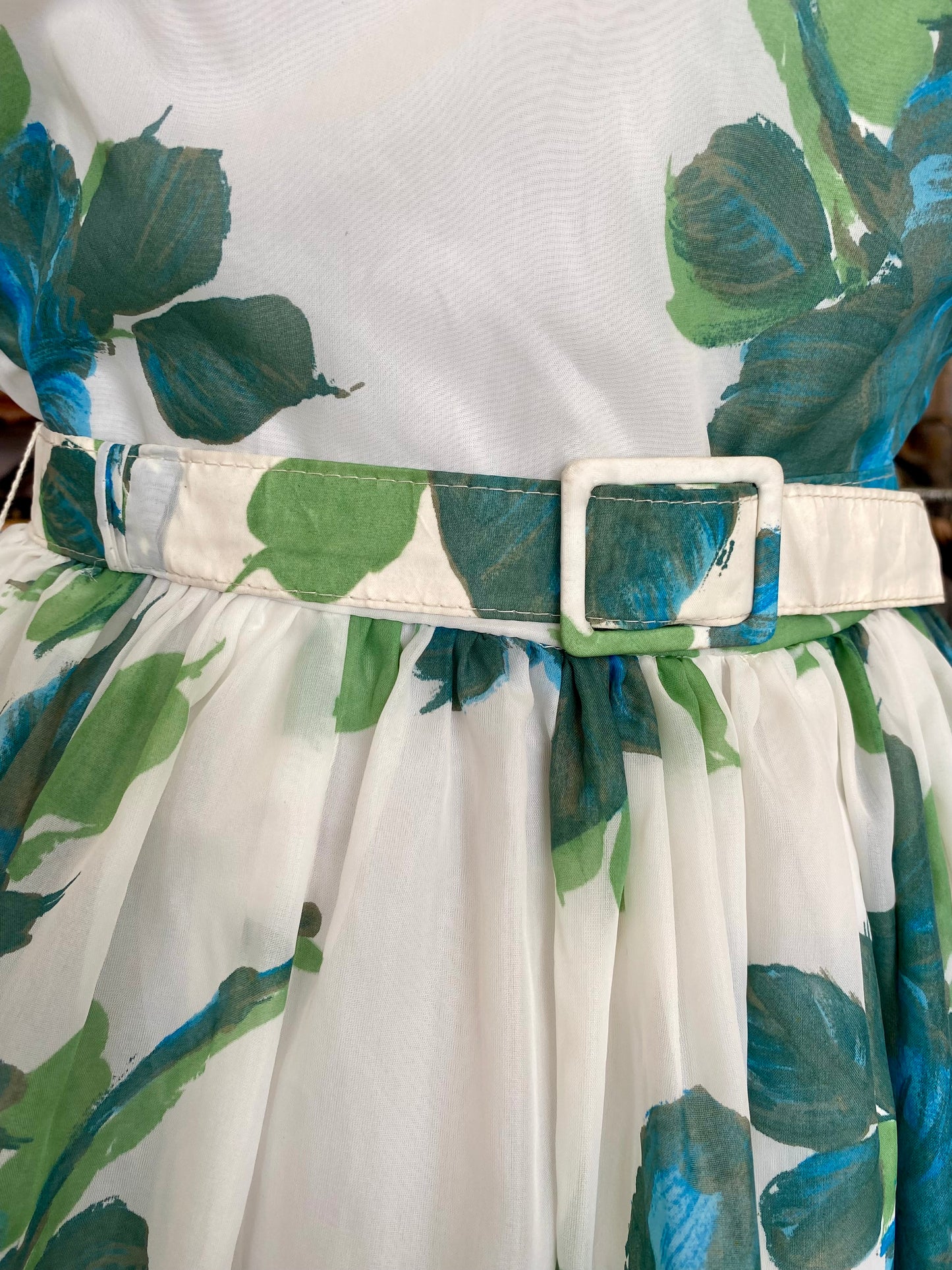 Abito vintage floreale anni '50 con cintura - TG. 40 circa