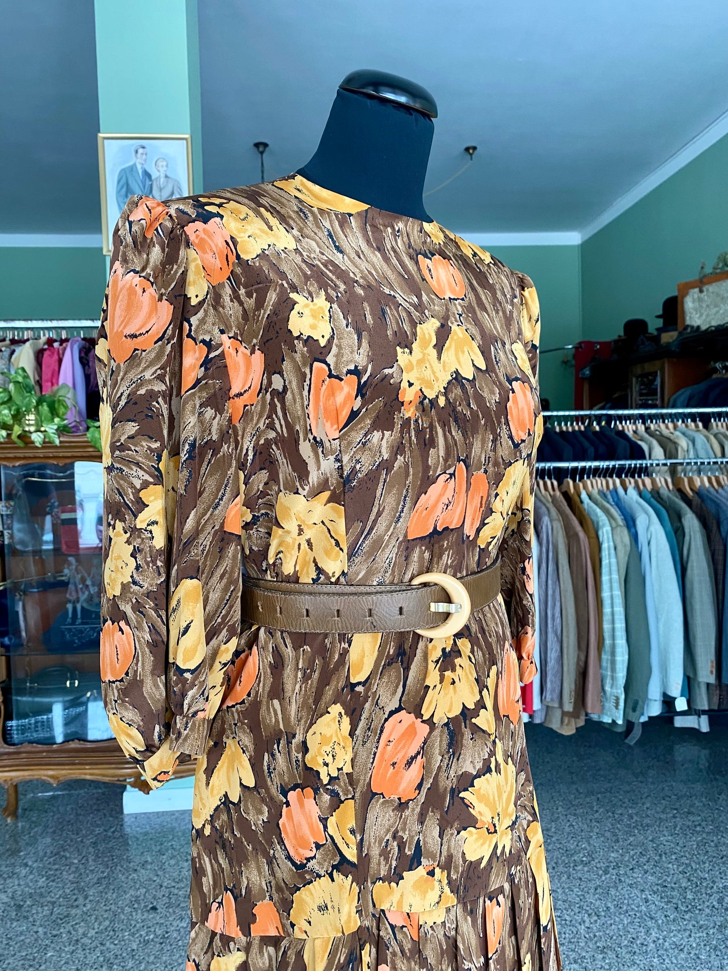 Abito in seta sartoriale con stampa pittorica - TG. 44 circa