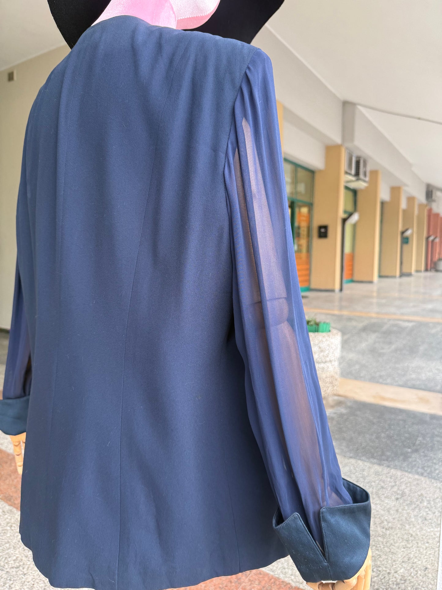 Giacca elegante blu in crepe - TG. 50/52