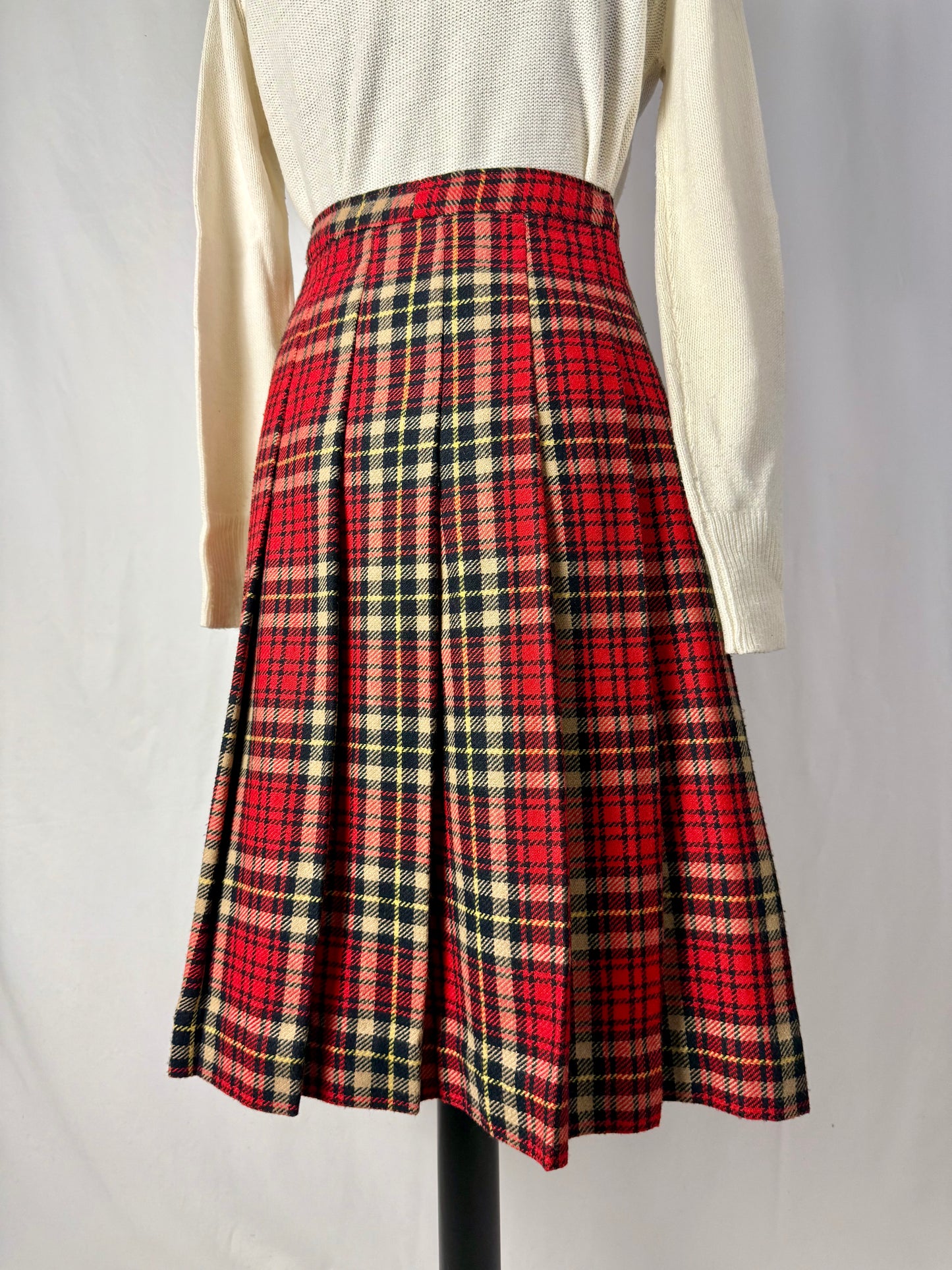 Gonna tartan in pura lana con spilla - TG. 40