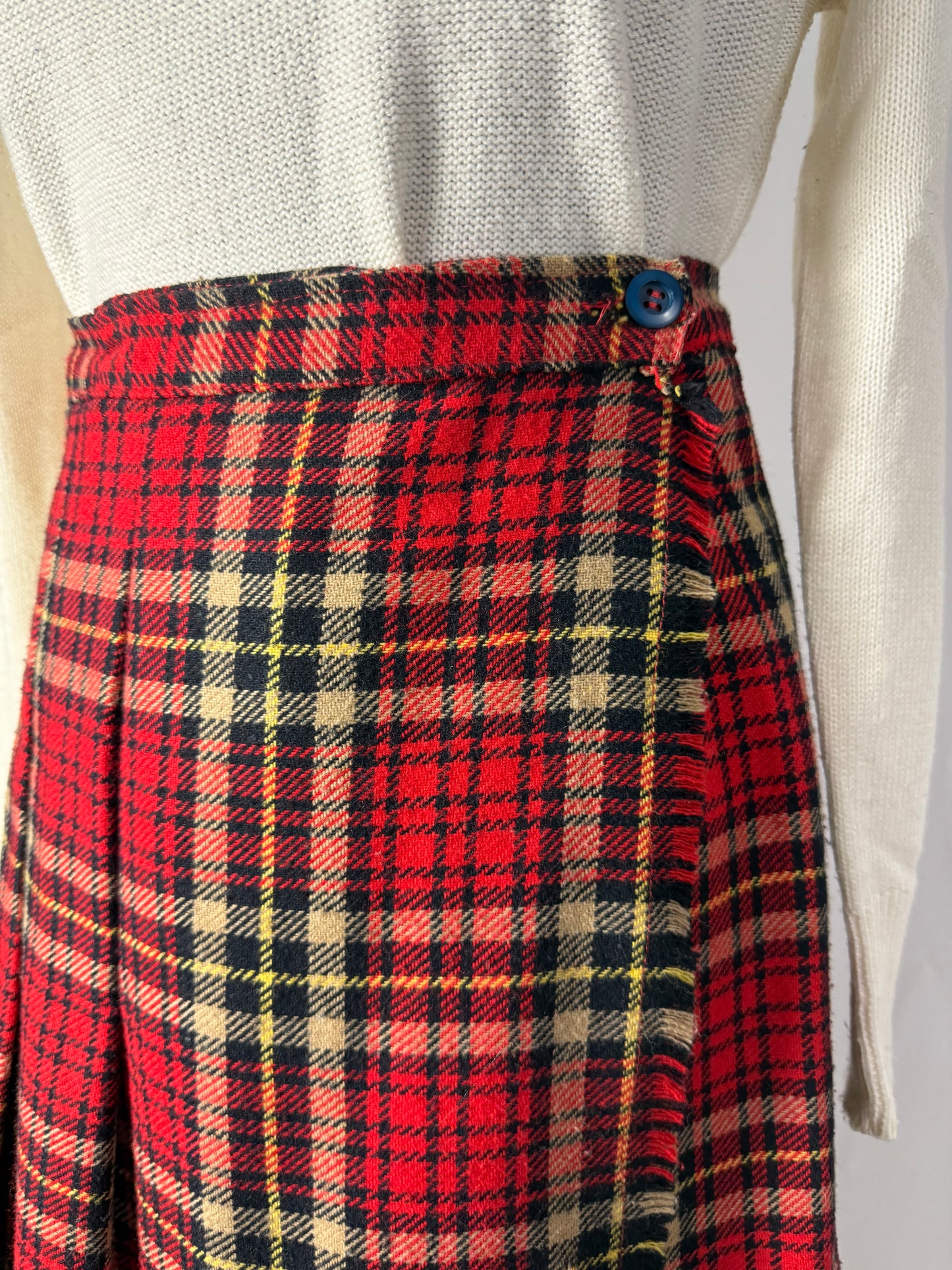 Gonna tartan in pura lana con spilla - TG. 40