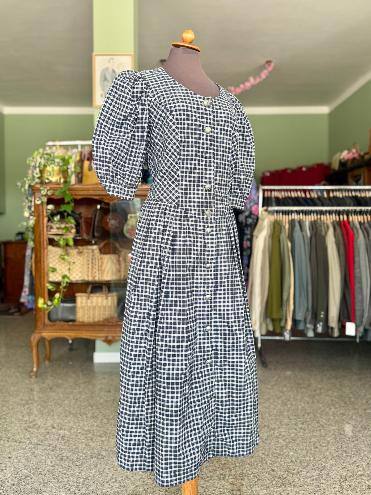 Abito tirolese Vichy in cotone - TG. 44/46
