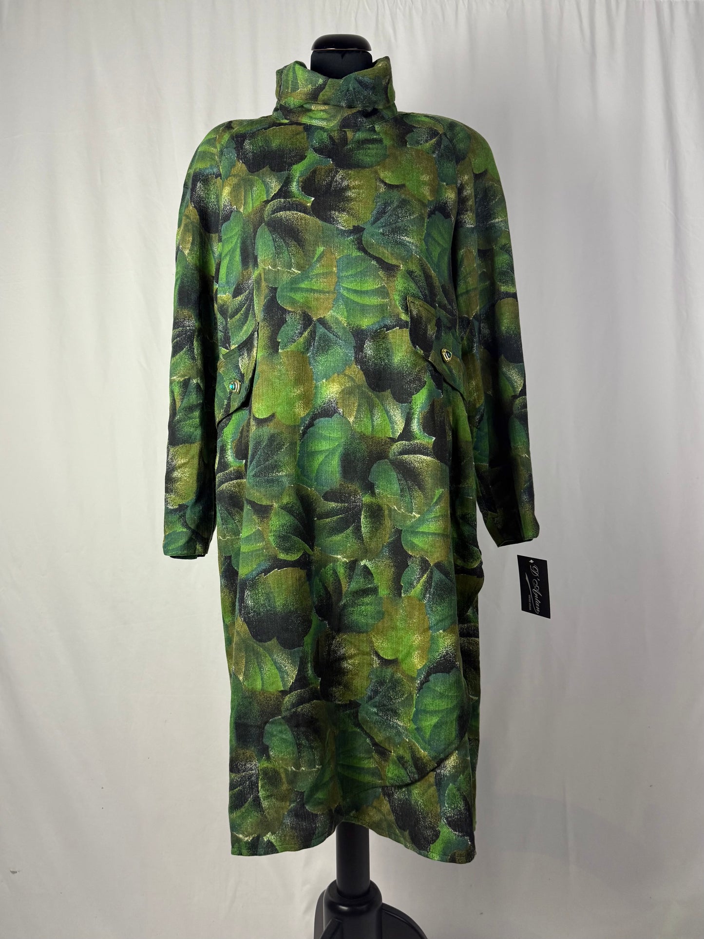 Abito in pura lana con stampa foglie - TG. 48/50