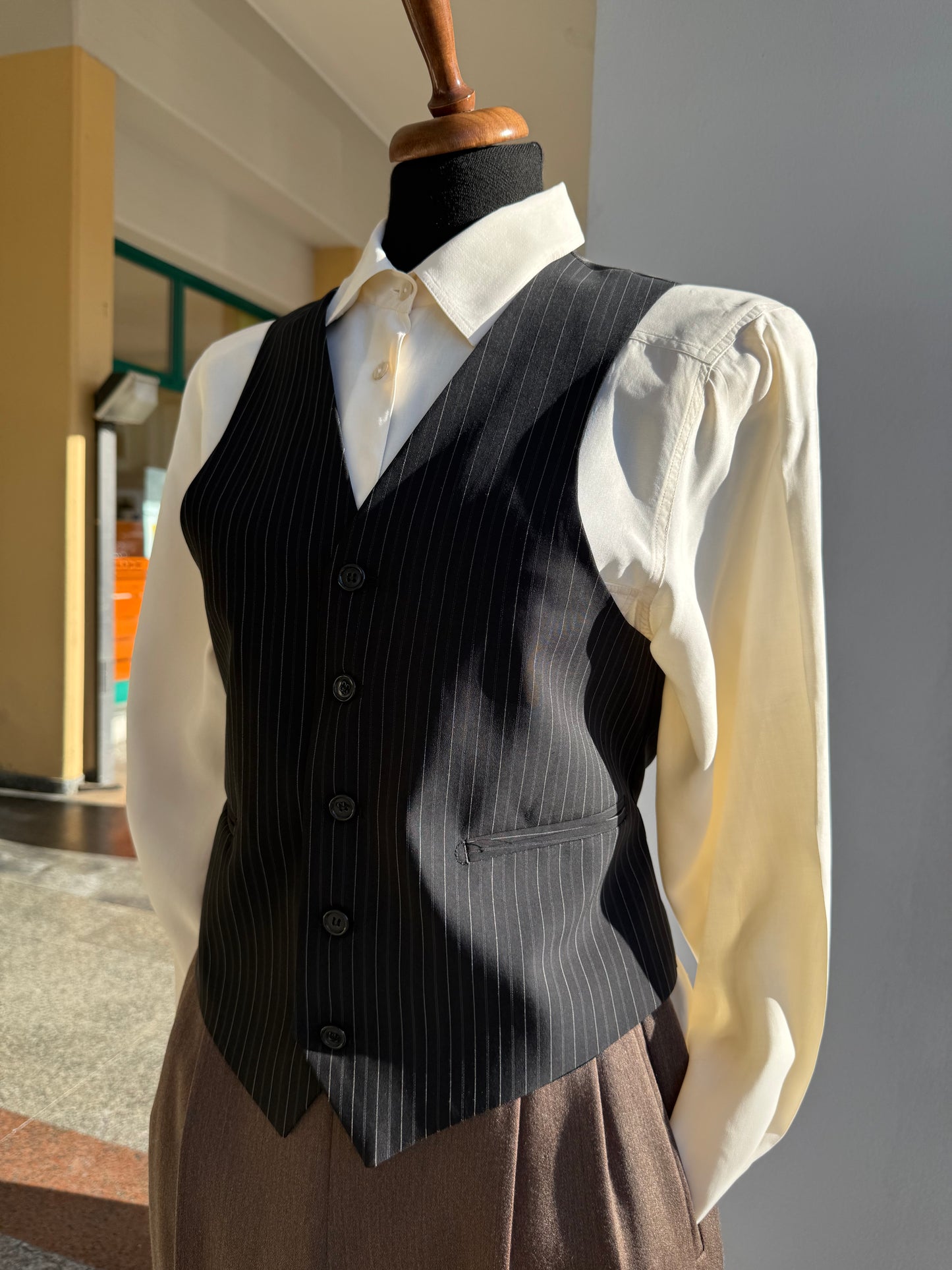 Gilet classico nero gessato - TG. 40