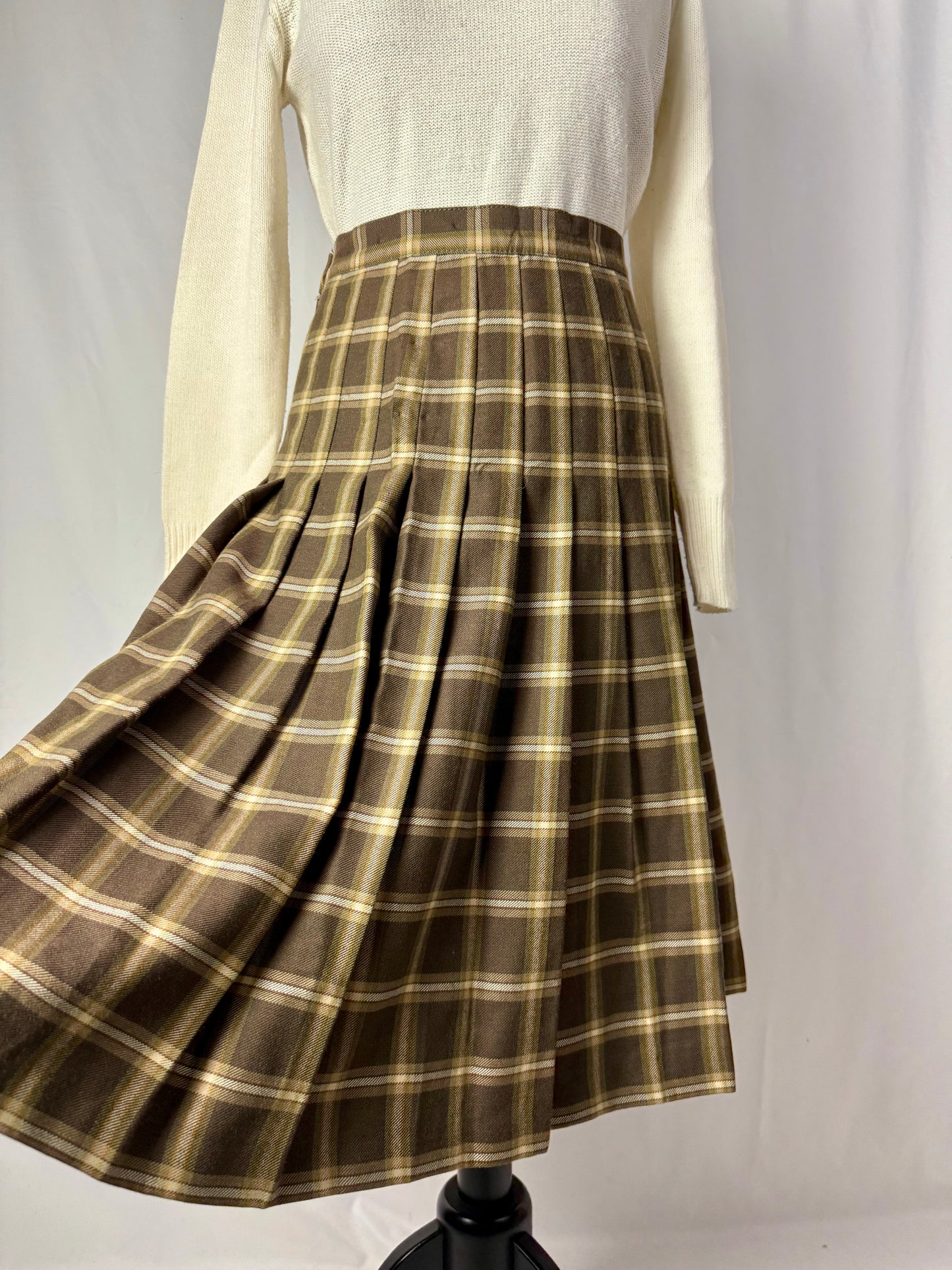 Gonna tartan in pura lana quadri marroni - TG. 46