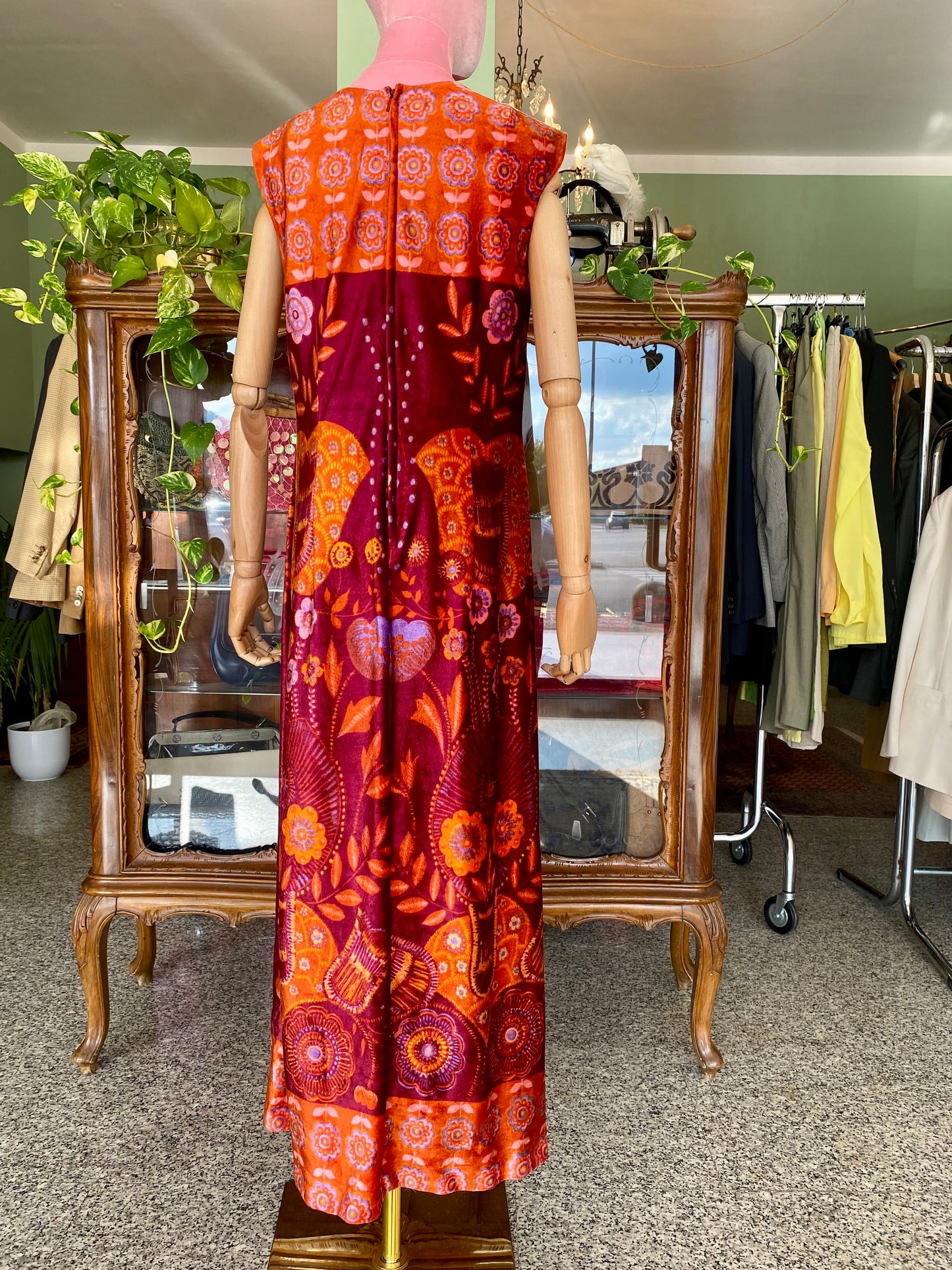 Maxi dress anni ‘70 in velour - TG. 46